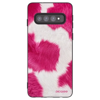 Picasee crna silikonska maskica za Samsung Galaxy S10 G973 - Pink Moo