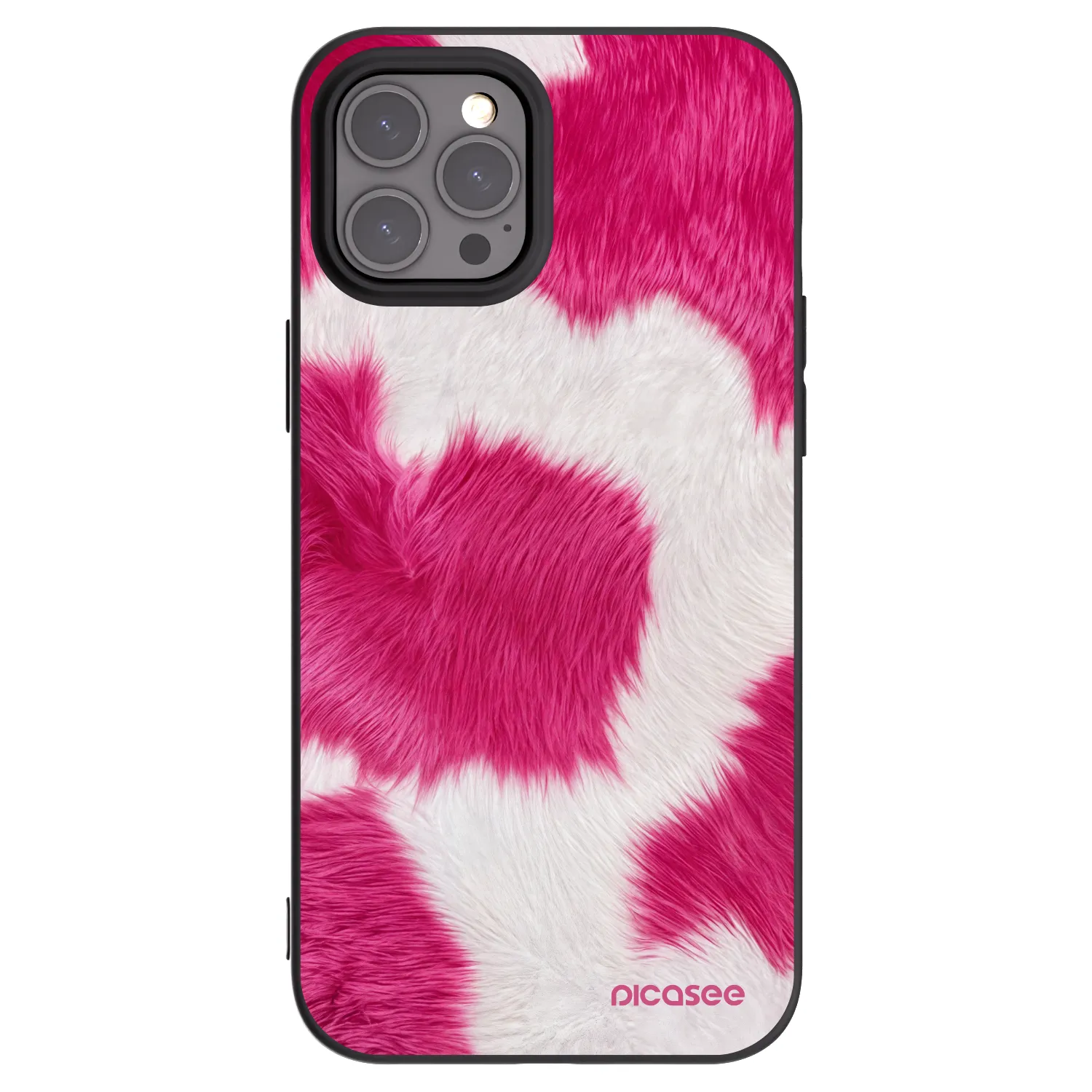 Picasee crna silikonska maskica za Apple iPhone 12 Pro Max - Pink Moo