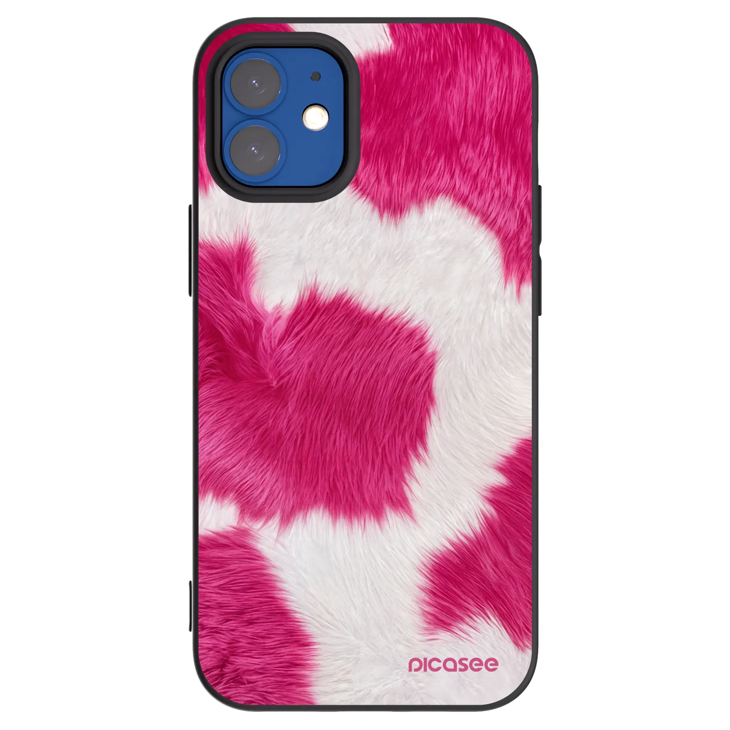 Picasee crna silikonska maskica za Apple iPhone 12 mini - Pink Moo