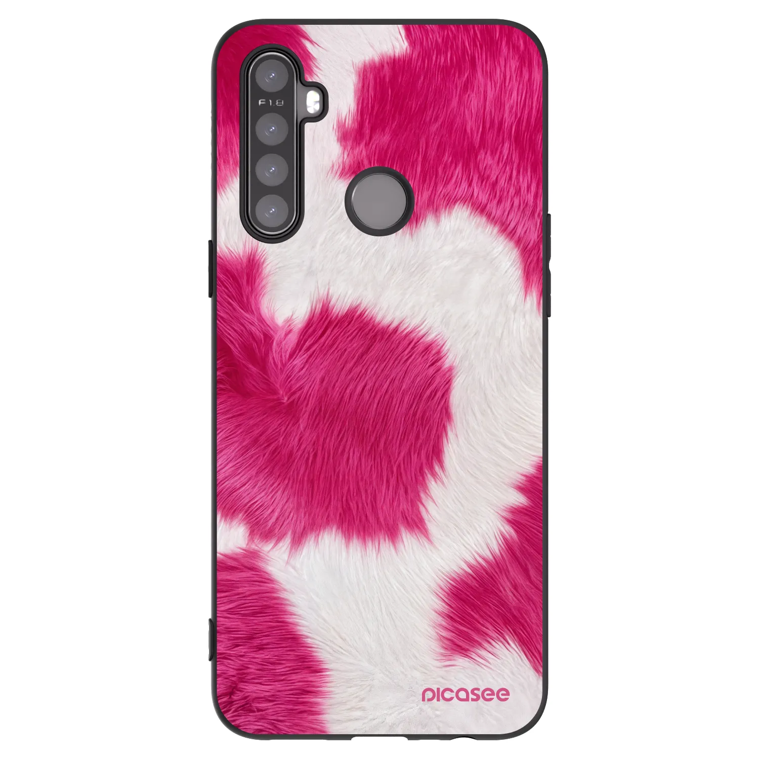 Picasee crna silikonska maskica za Realme 5 - Pink Moo