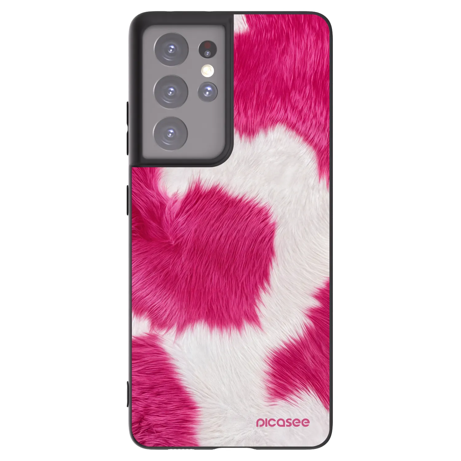 Picasee crna silikonska maskica za Samsung Galaxy S21 Ultra 5G G998B - Pink Moo