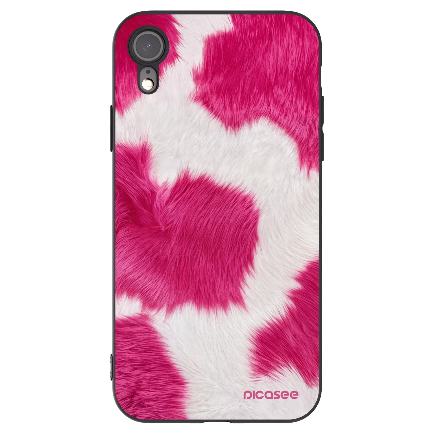 Picasee crna silikonska maskica za Apple iPhone XR - Pink Moo