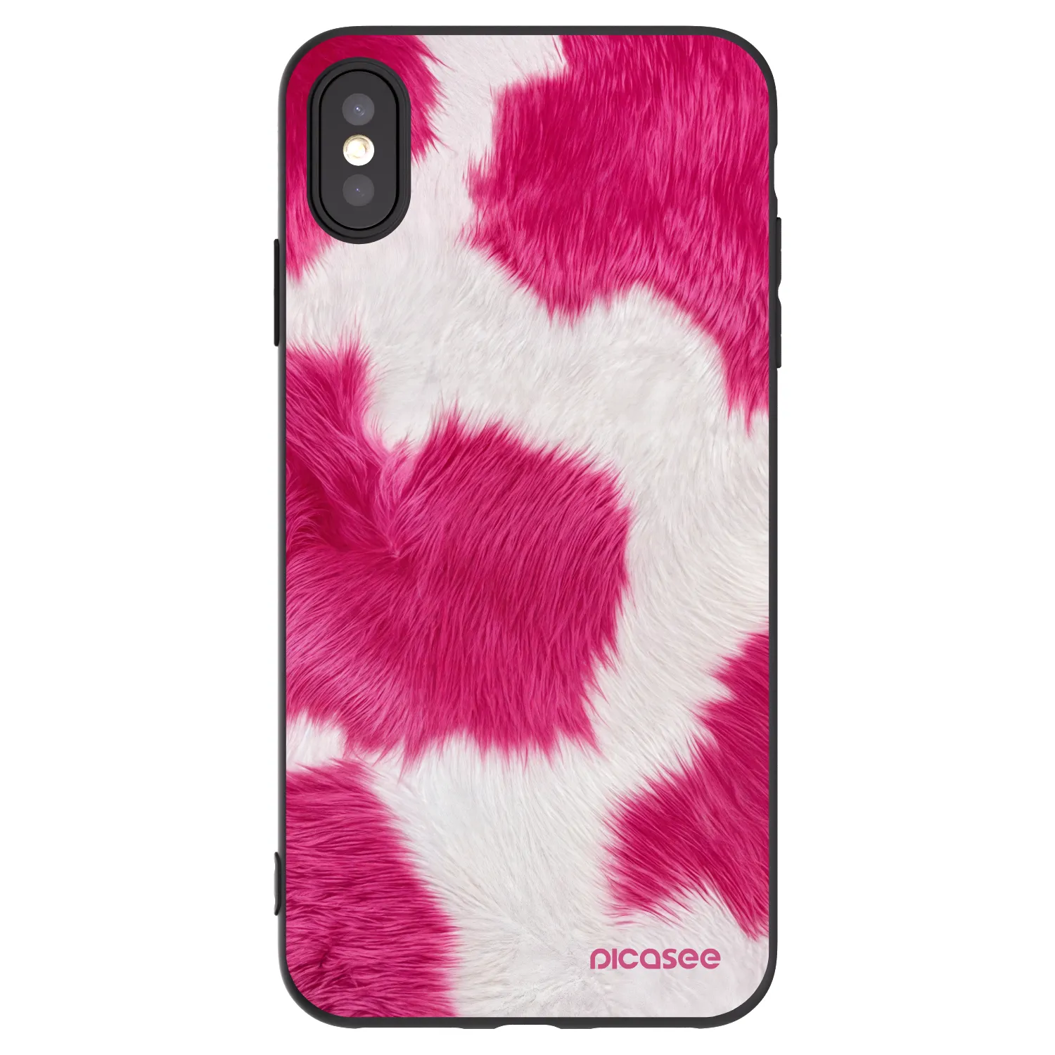 Picasee crna silikonska maskica za Apple iPhone XS Max - Pink Moo