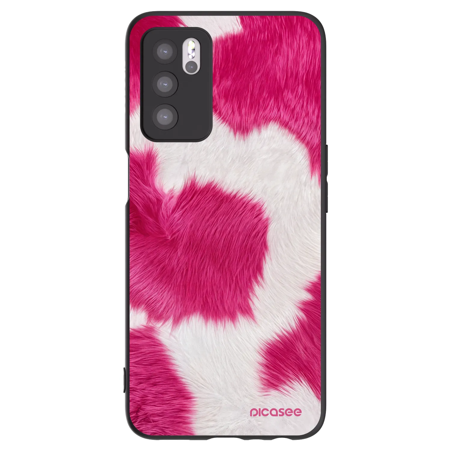 Picasee crna silikonska maskica za OPPO A16 - Pink Moo