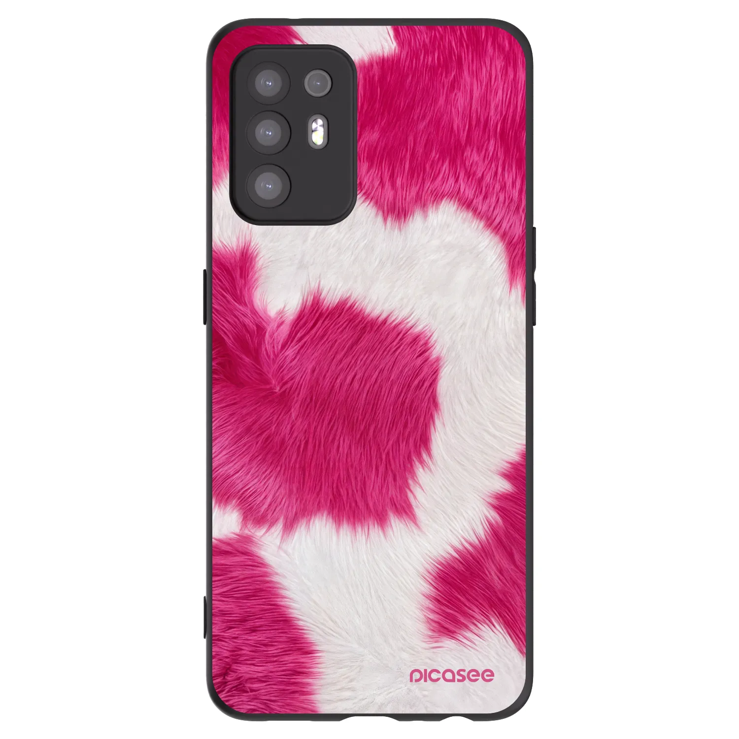 Picasee crna silikonska maskica za OPPO A94 5G - Pink Moo