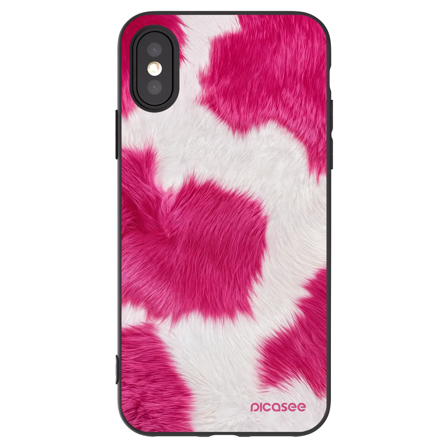 Picasee crna silikonska maskica za Apple iPhone X/XS - Pink Moo