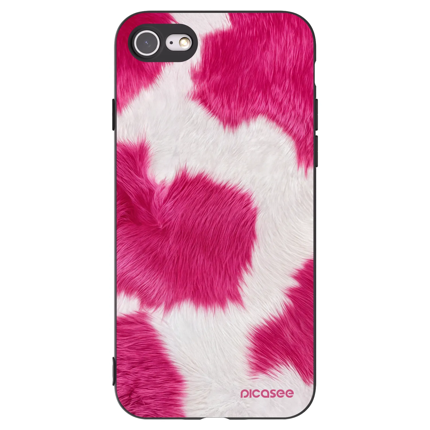 Picasee crna silikonska maskica za Apple iPhone 8 - Pink Moo