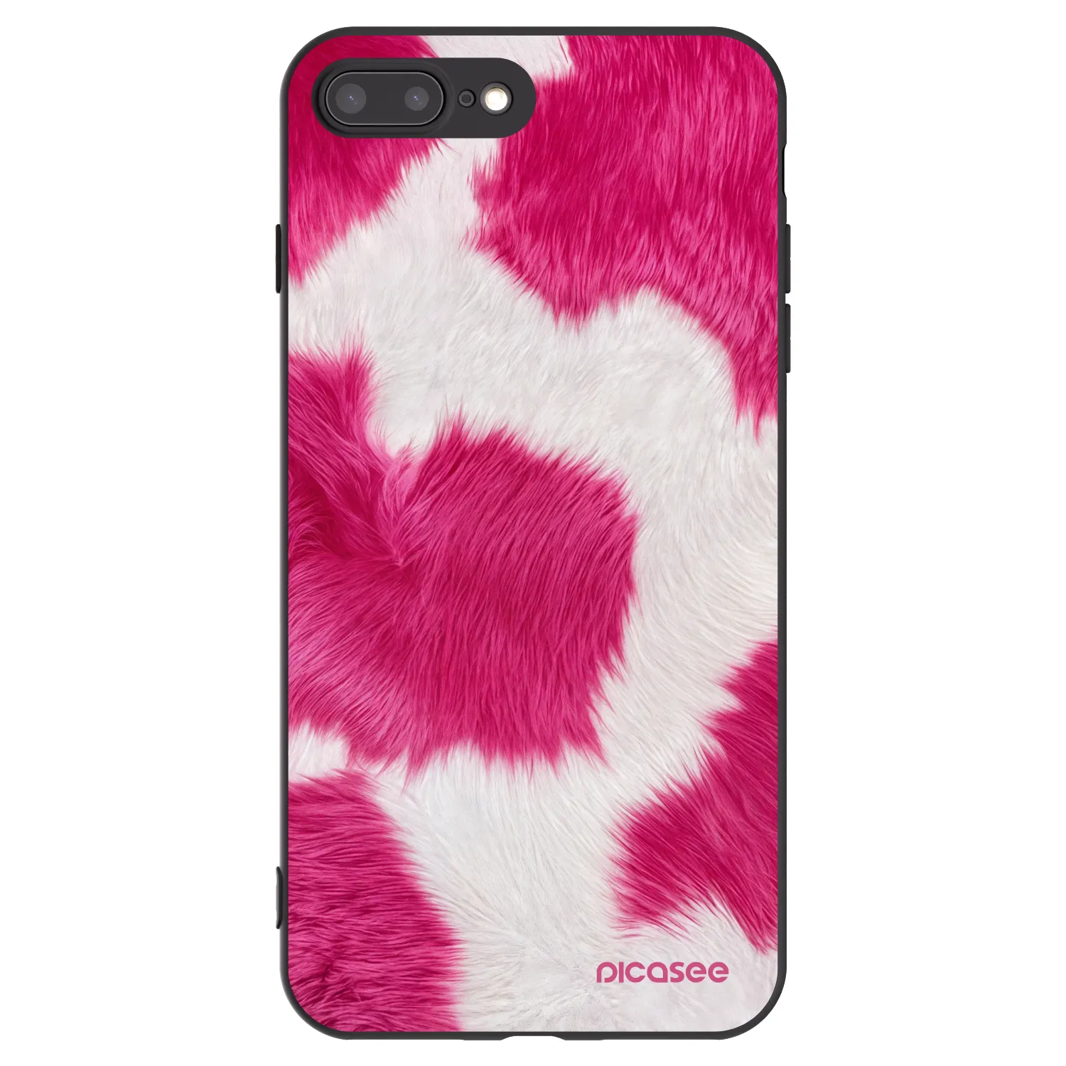 Picasee crna silikonska maskica za Apple iPhone 7 Plus - Pink Moo