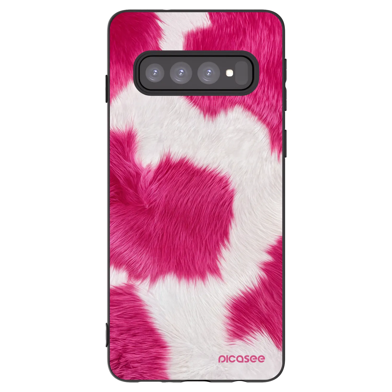 Picasee crna silikonska maskica za Samsung Galaxy S10 G973 - Pink Moo