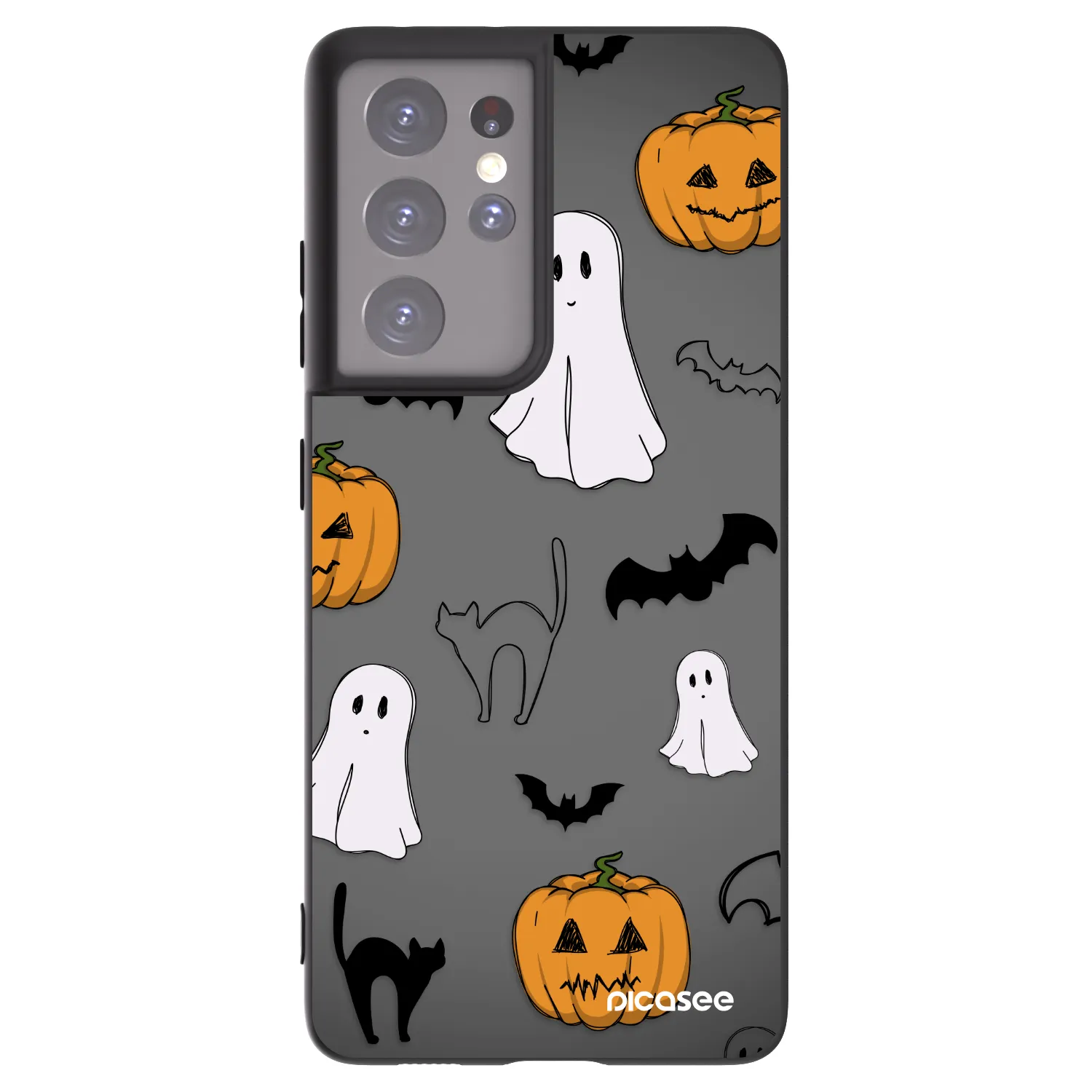 Picasee crna silikonska maskica za Samsung Galaxy S21 Ultra 5G G998B - Spooky crew