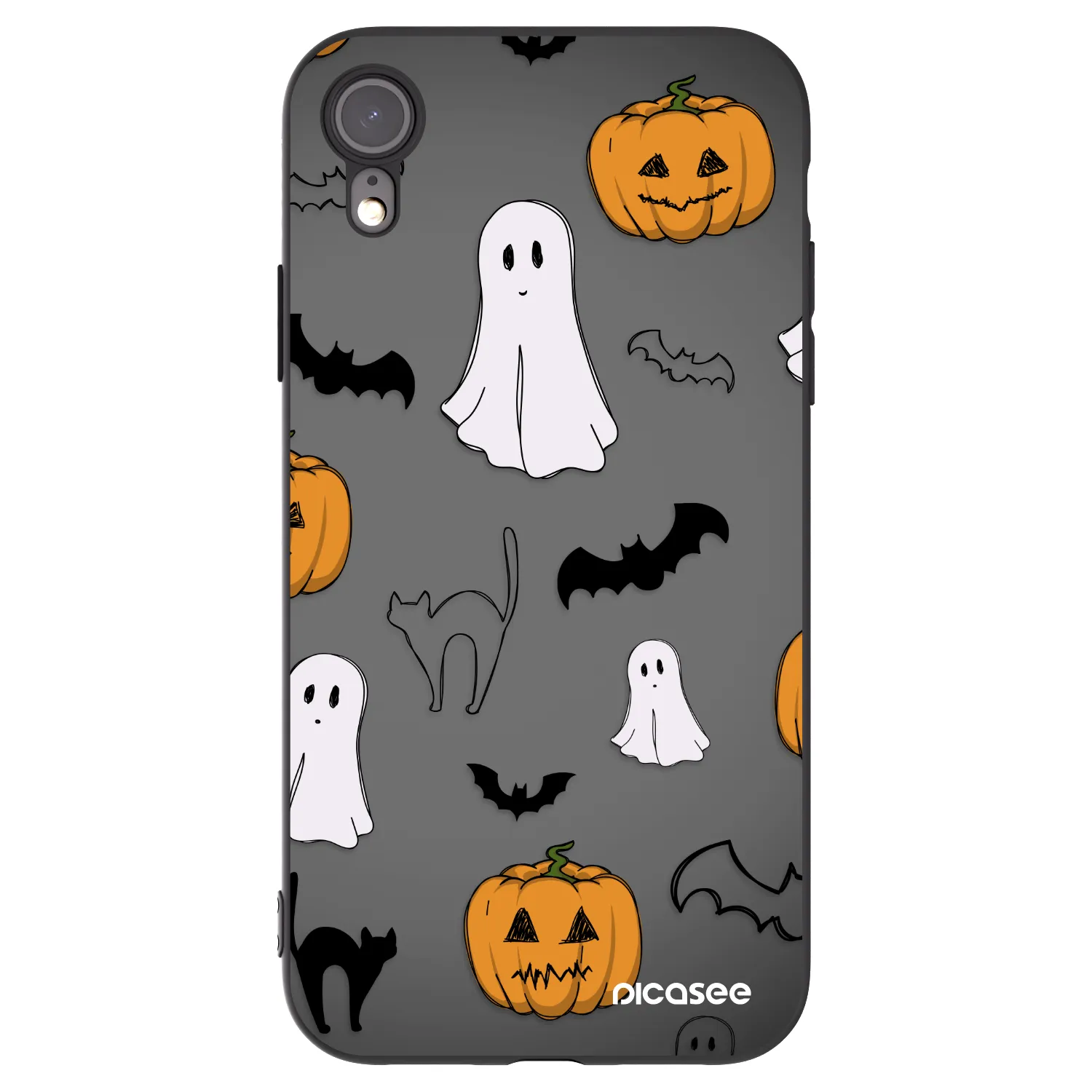 Picasee crna silikonska maskica za Apple iPhone XR - Spooky crew