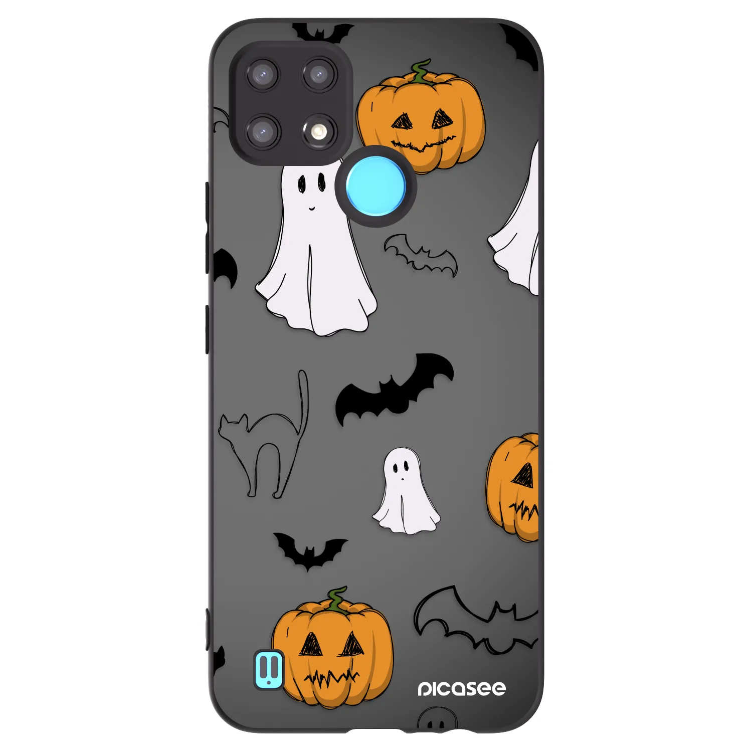 Picasee crna silikonska maskica za Realme C21 - Spooky crew