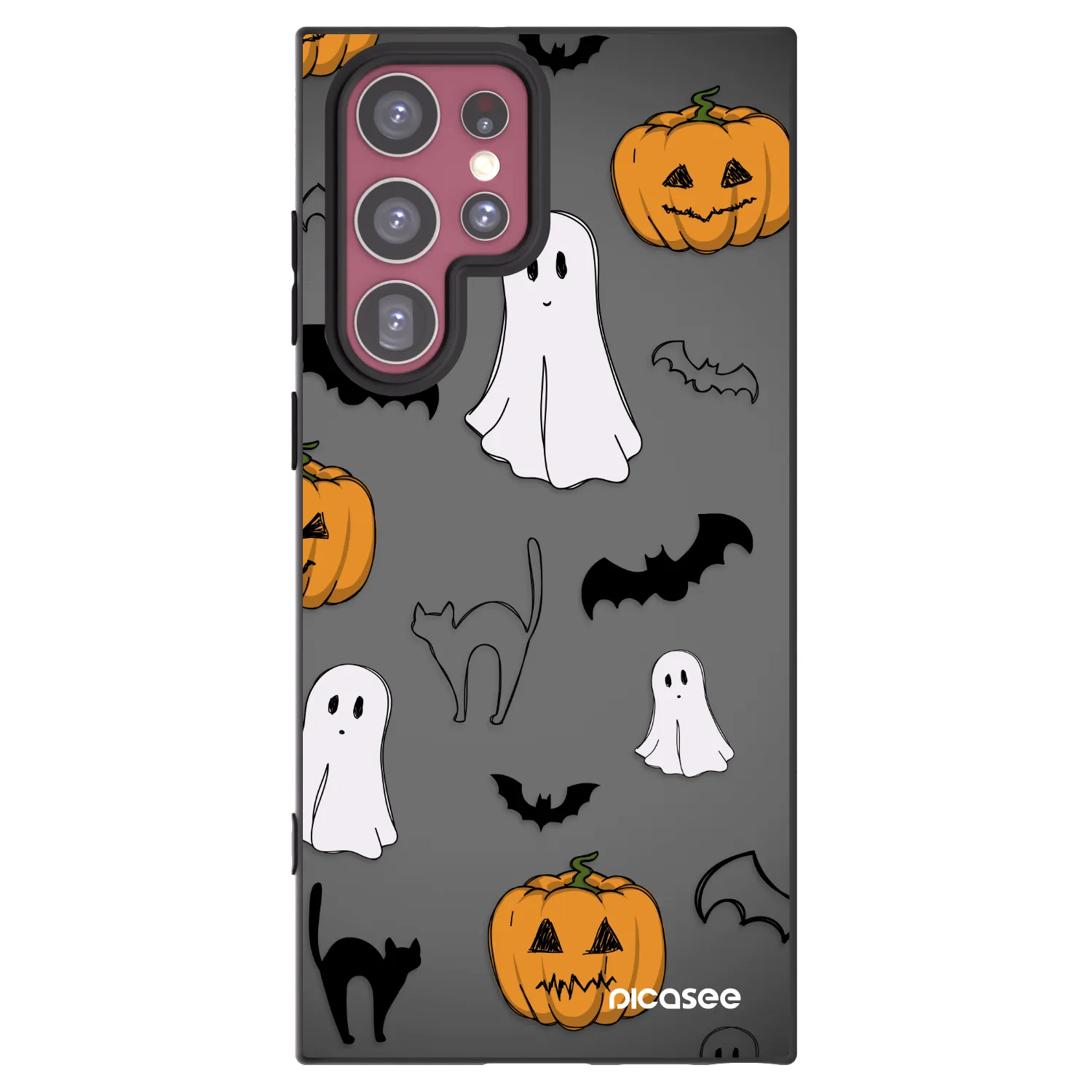 Picasee crna silikonska maskica za Samsung Galaxy S22 Ultra 5G - Spooky crew