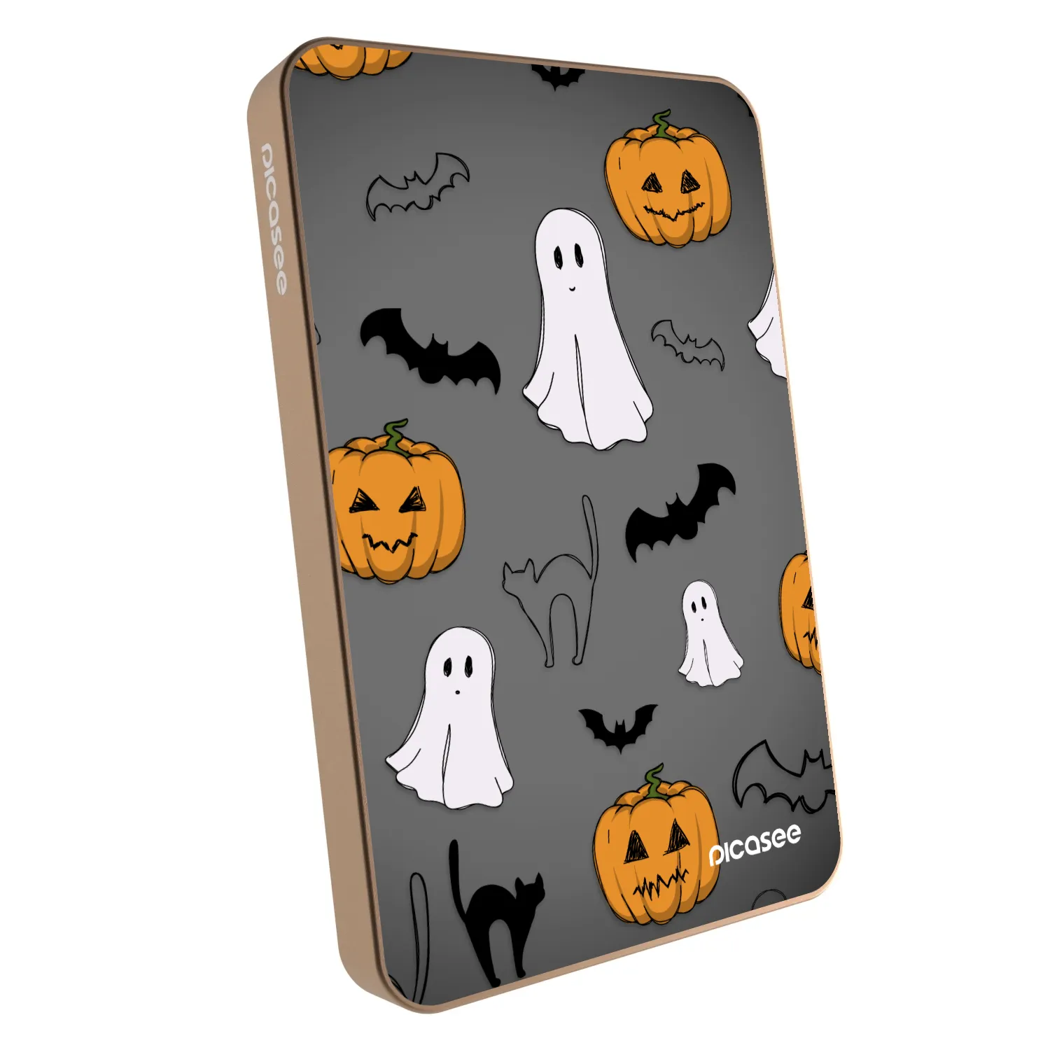 Picasee Prijenosni punjač s MagSafe 5 000 mAh Zlatni - Spooky crew