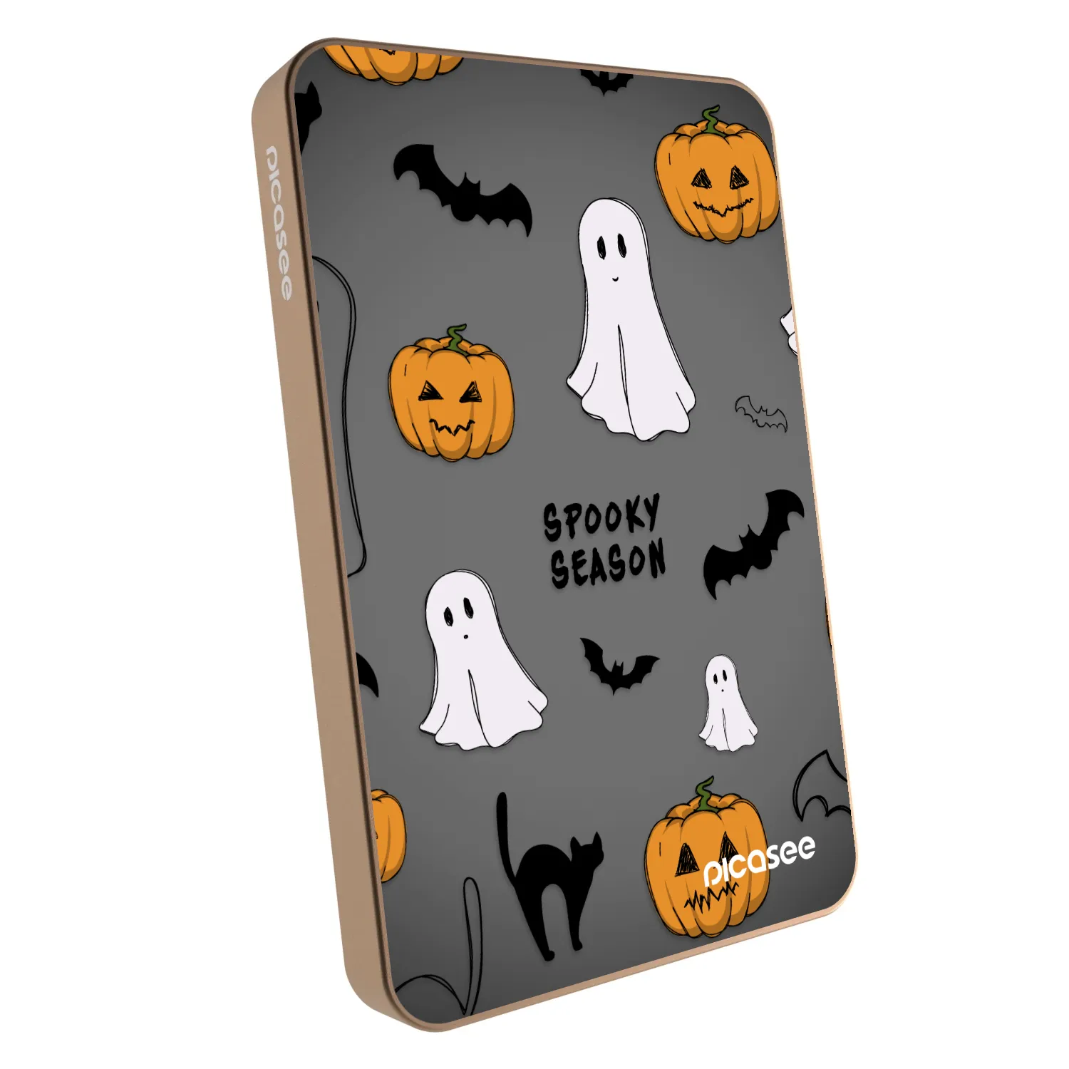 Picasee Prijenosni punjač s MagSafe 5 000 mAh Zlatni - Spooky season 2