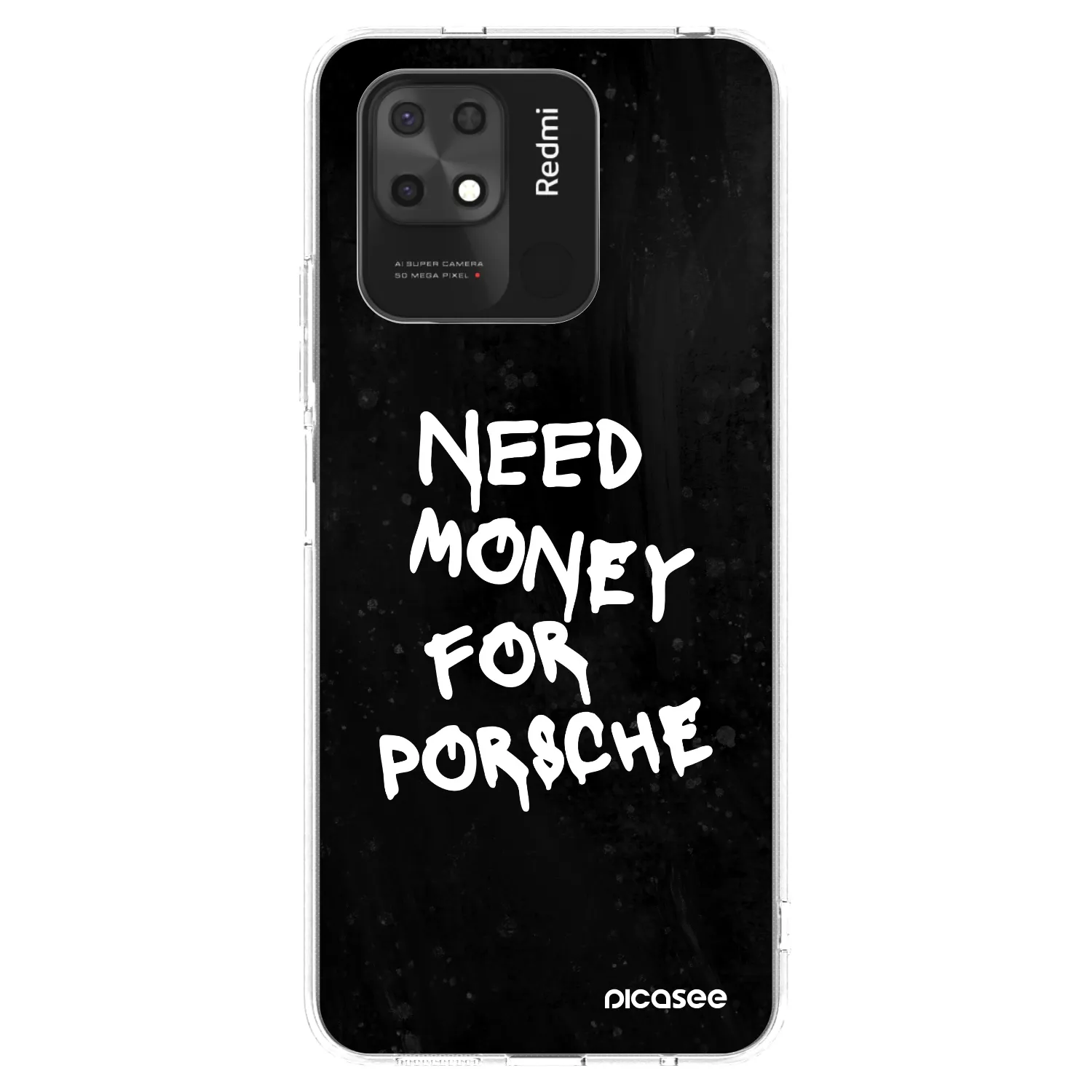 Picasee silikonska prozirna maskica za Xiaomi Redmi 10C - Black Dollar