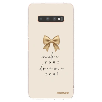 Picasee silikonska prozirna maskica za Samsung Galaxy S10 Plus G975 - Golden Dream