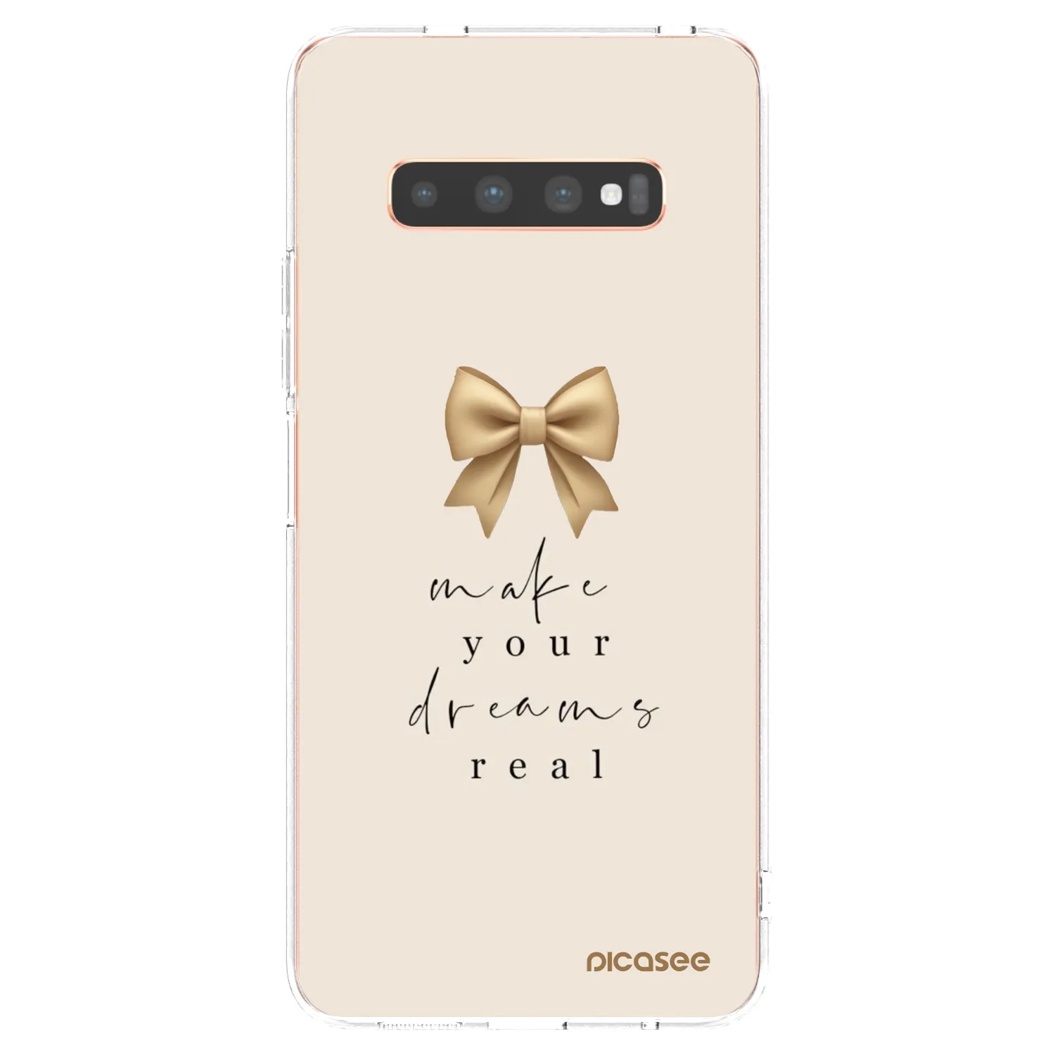 Picasee silikonska prozirna maskica za Samsung Galaxy S10 Plus G975 - Golden Dream