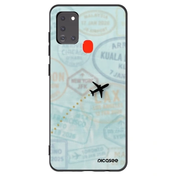 Picasee crna silikonska maskica za Samsung Galaxy A21s - FLIGHT PATH