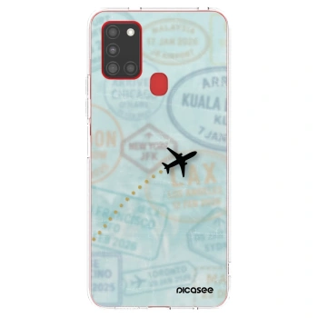 Picasee silikonska prozirna maskica za Samsung Galaxy A21s - FLIGHT PATH