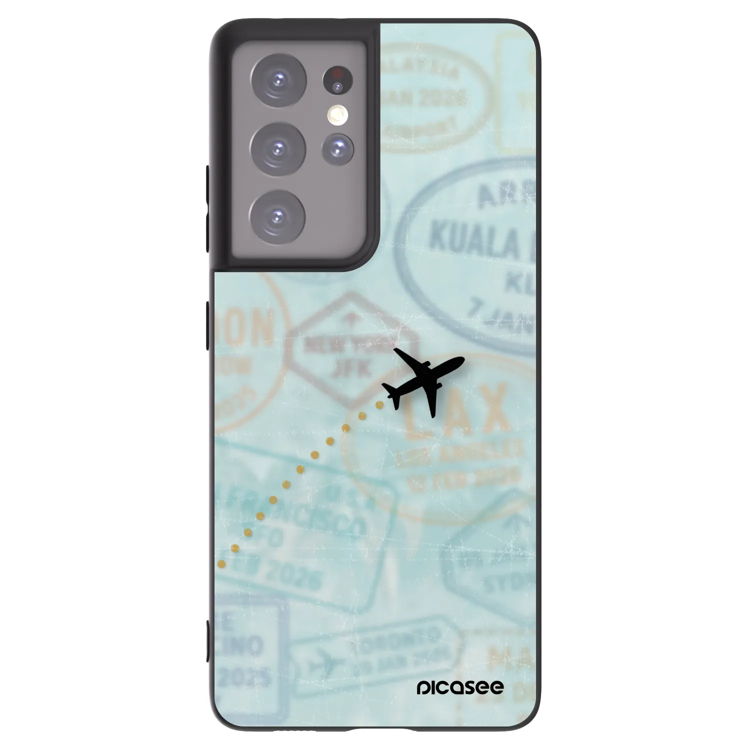 Picasee crna silikonska maskica za Samsung Galaxy S21 Ultra 5G G998B - FLIGHT PATH
