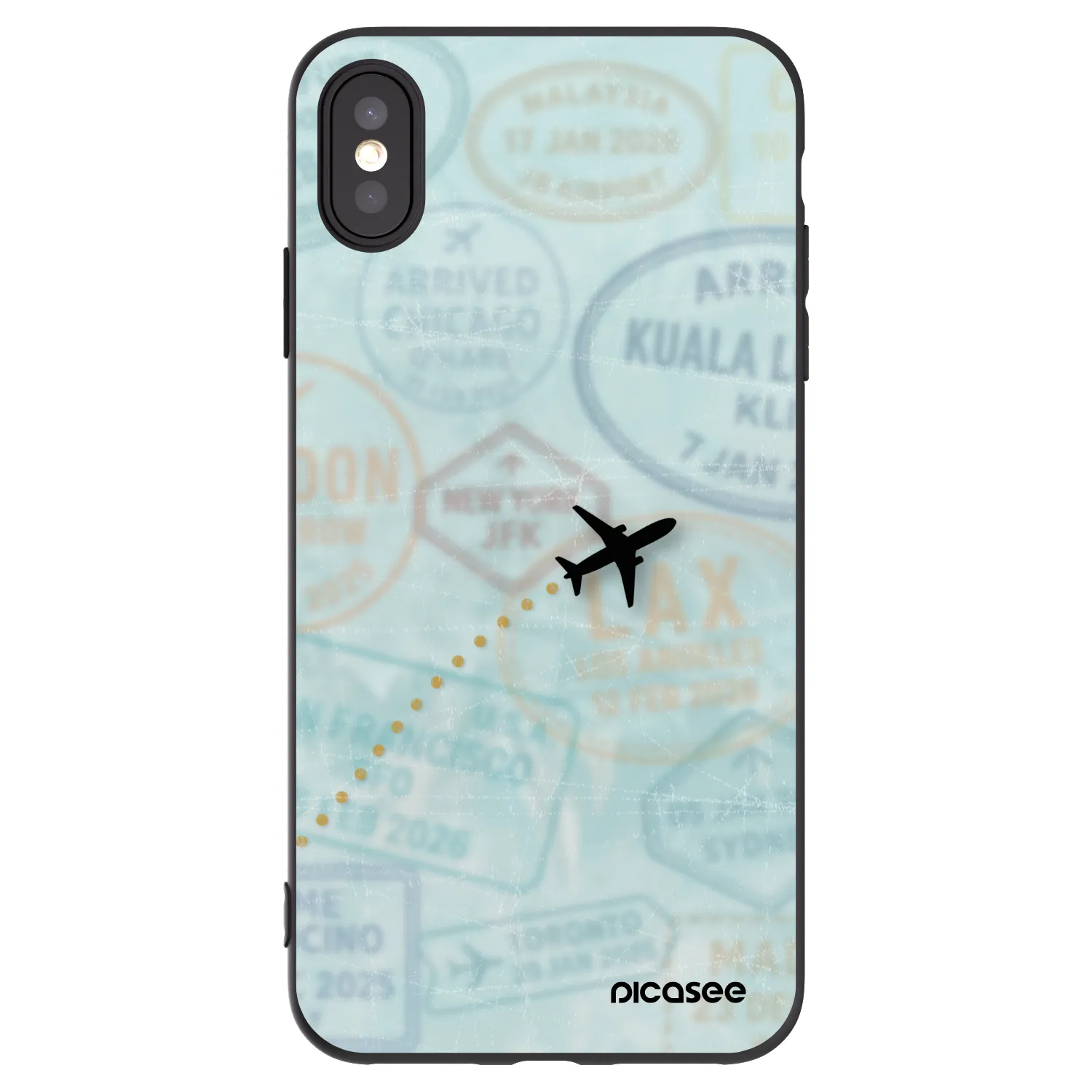 Picasee crna silikonska maskica za Apple iPhone XS Max - FLIGHT PATH