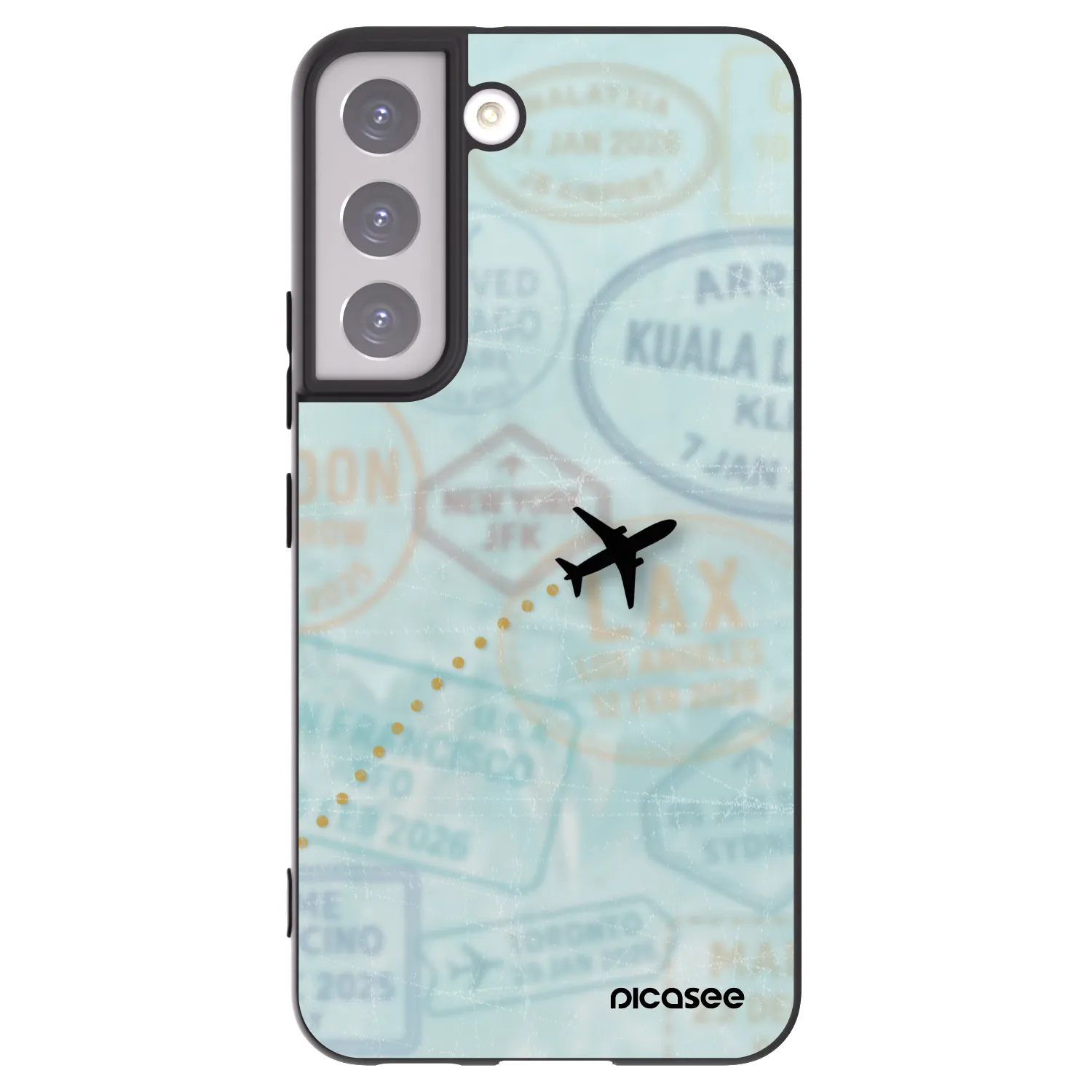 Picasee crna silikonska maskica za Samsung Galaxy S22 5G - FLIGHT PATH