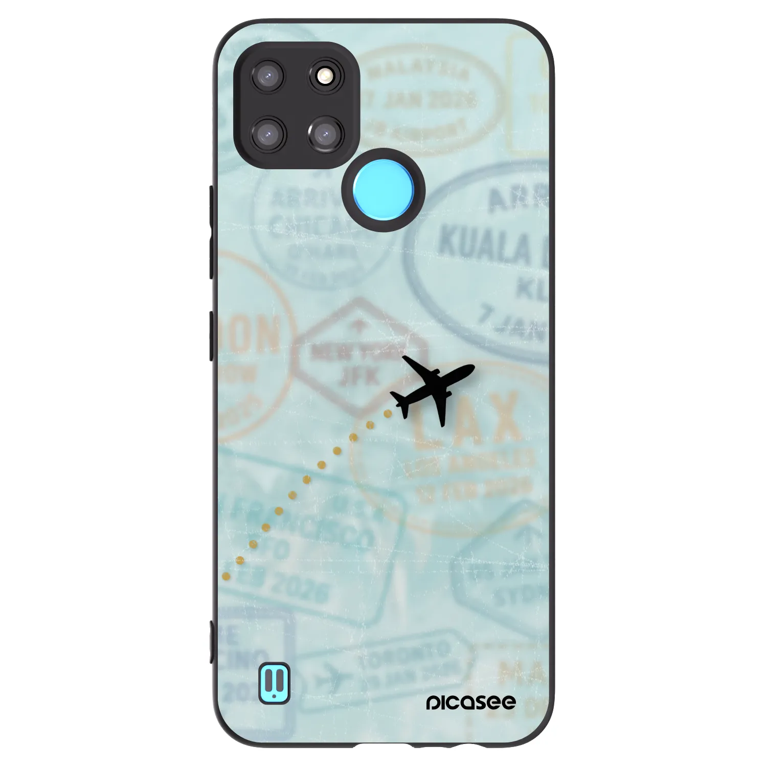 Picasee crna silikonska maskica za Realme C21Y - FLIGHT PATH
