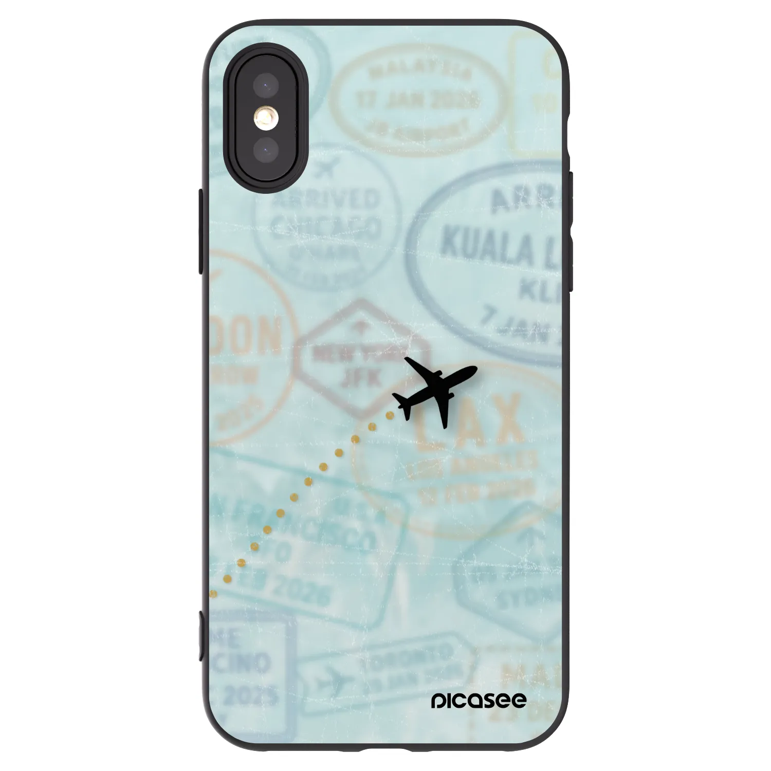 Picasee crna silikonska maskica za Apple iPhone X/XS - FLIGHT PATH