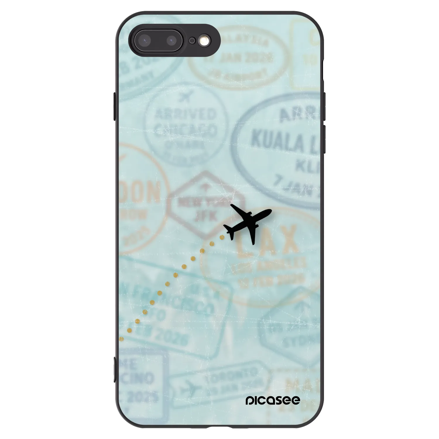 Picasee crna silikonska maskica za Apple iPhone 8 Plus - FLIGHT PATH