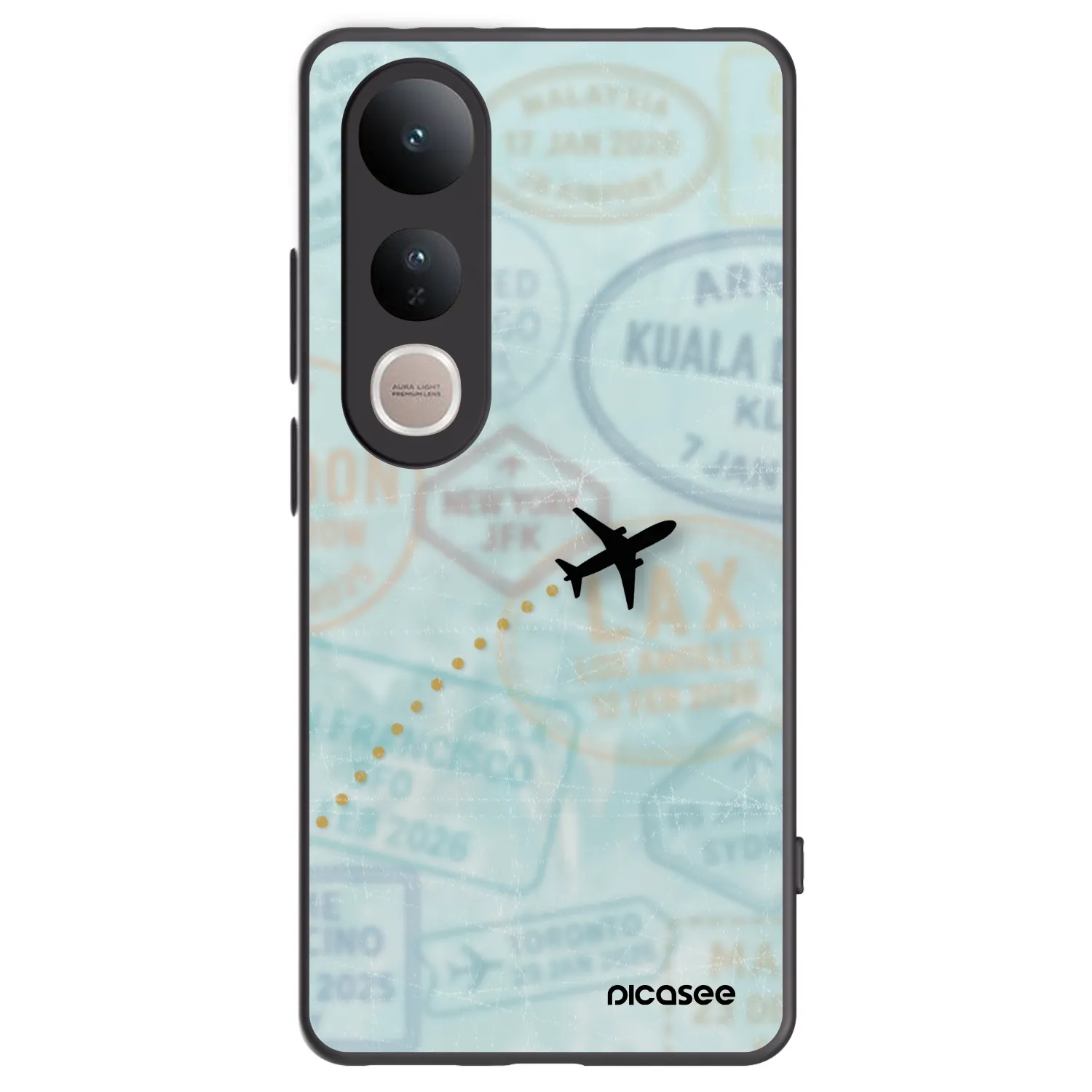 Picasee crna silikonska maskica za Vivo V50 Lite 5G - FLIGHT PATH