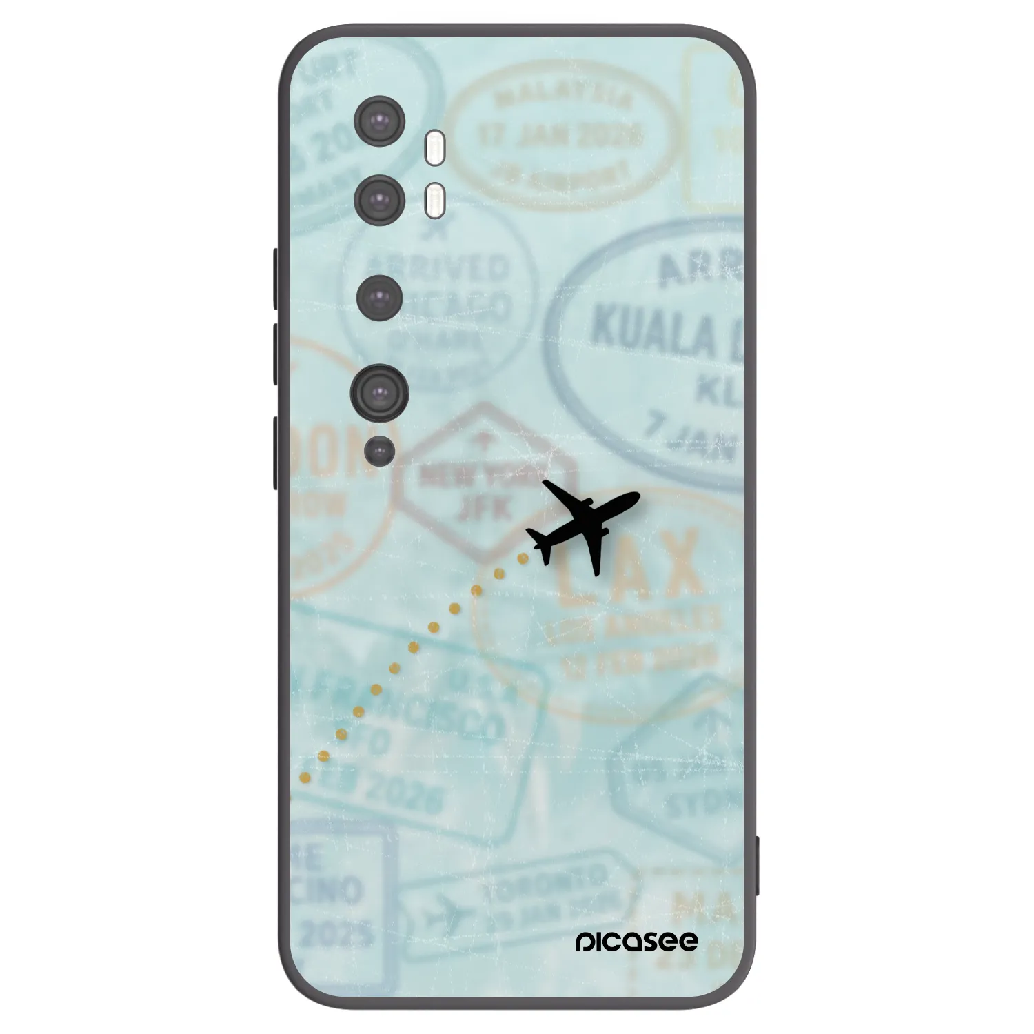 Picasee crna silikonska maskica za Xiaomi Mi Note 10 (Pro) - FLIGHT PATH
