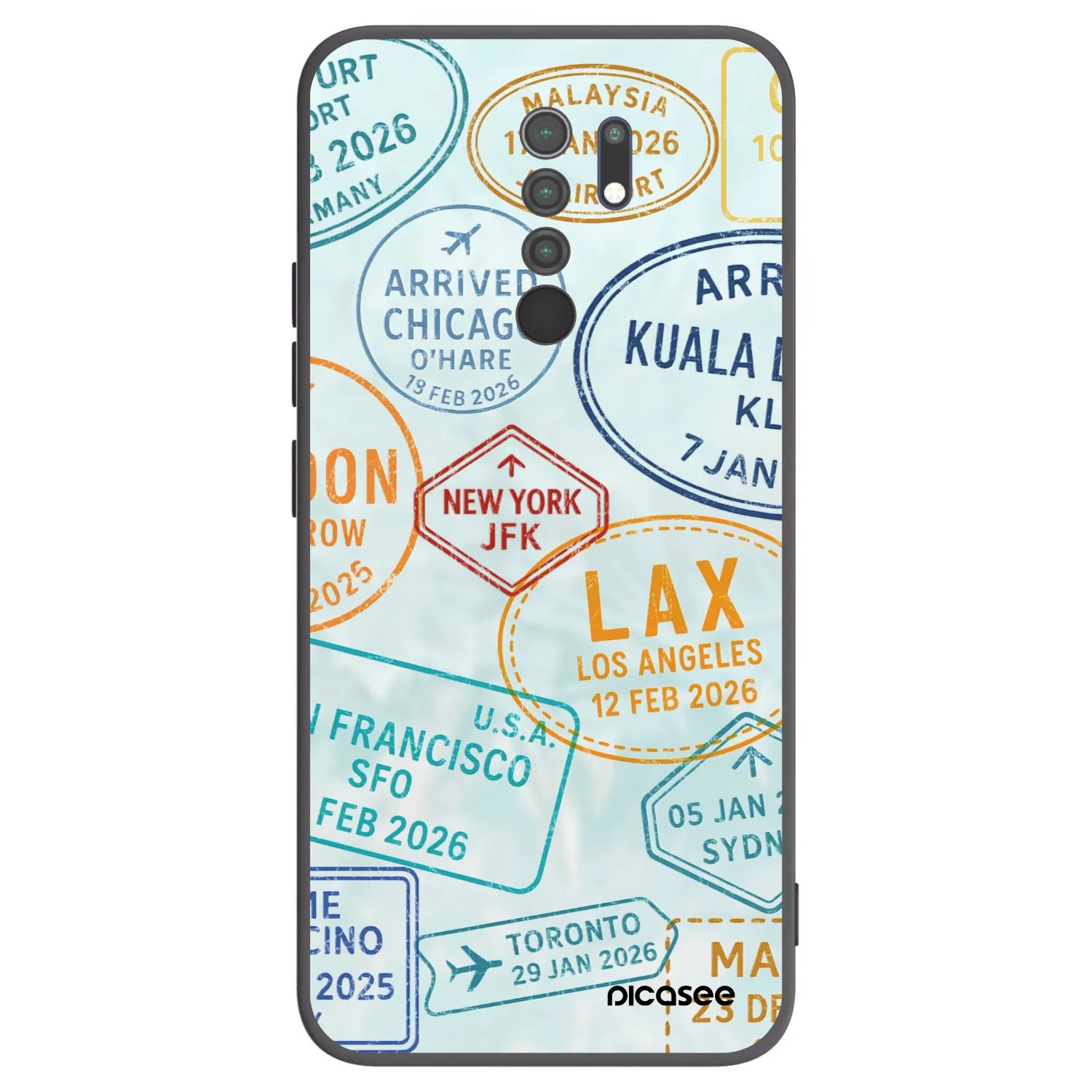 Picasee crna silikonska maskica za Xiaomi Redmi 9 - PASSPORT EDITION