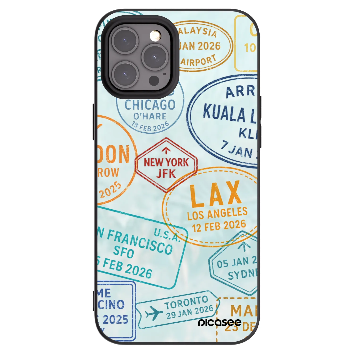 Picasee crna silikonska maskica za Apple iPhone 12 Pro Max - PASSPORT EDITION