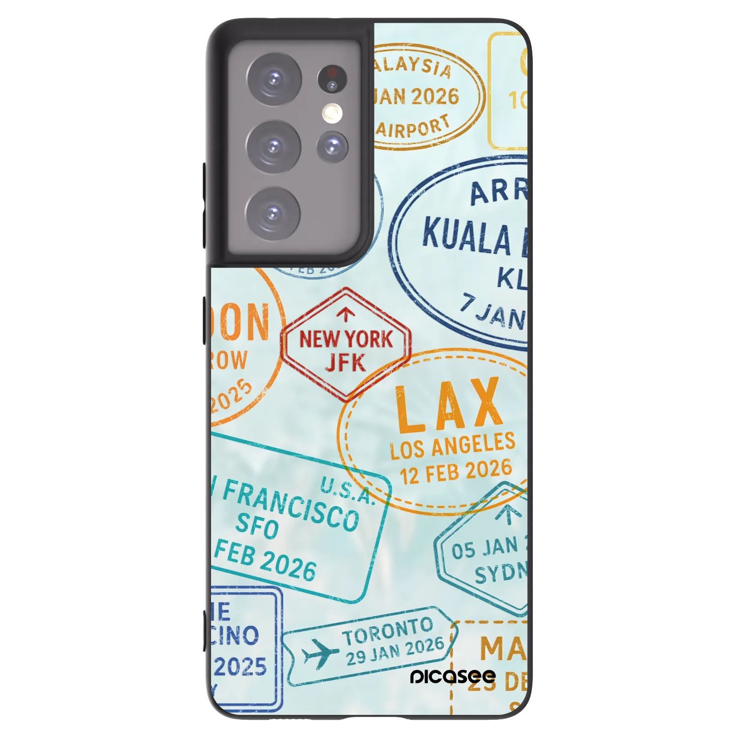 Picasee crna silikonska maskica za Samsung Galaxy S21 Ultra 5G G998B - PASSPORT EDITION