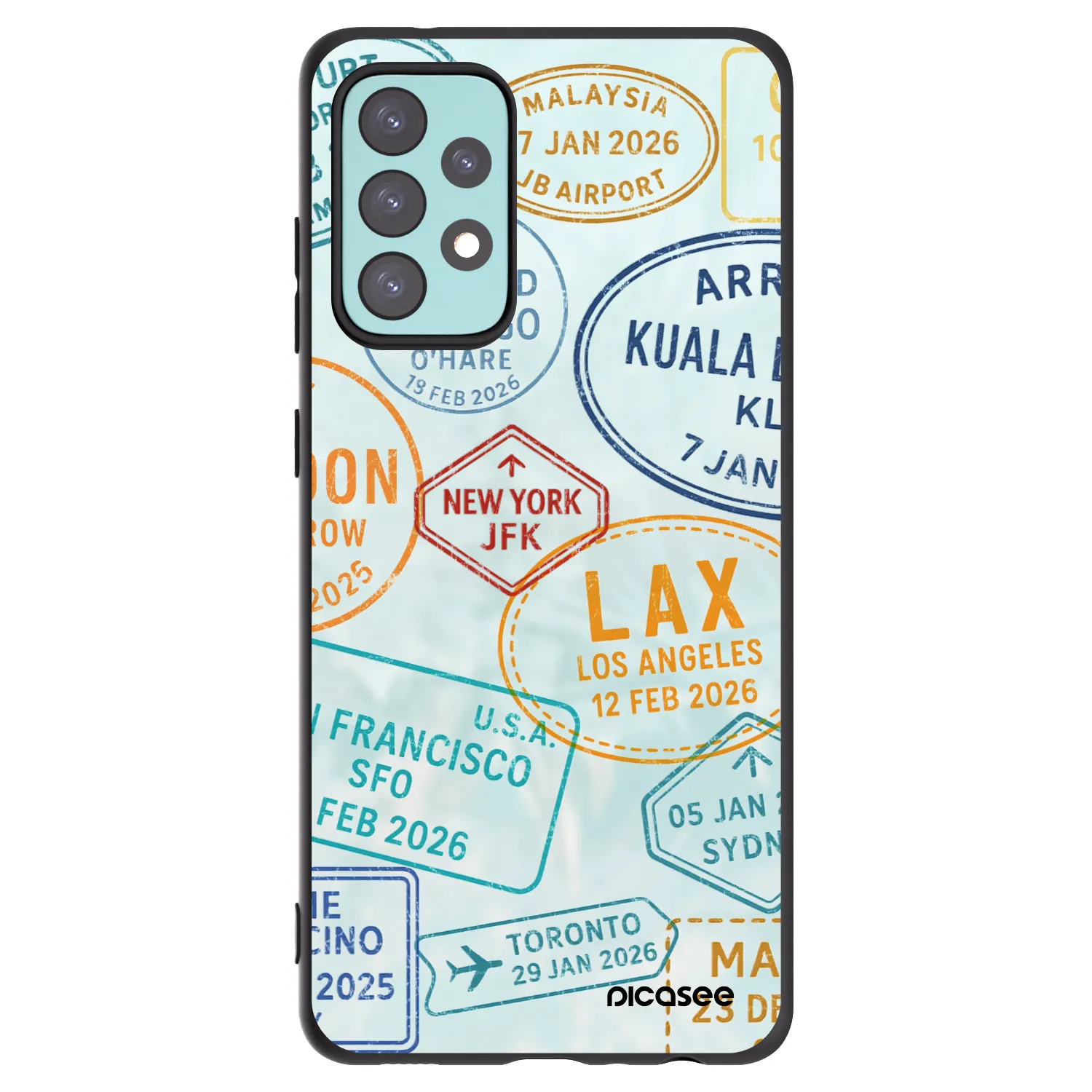 Picasee crna silikonska maskica za Samsung Galaxy A72 A725F - PASSPORT EDITION