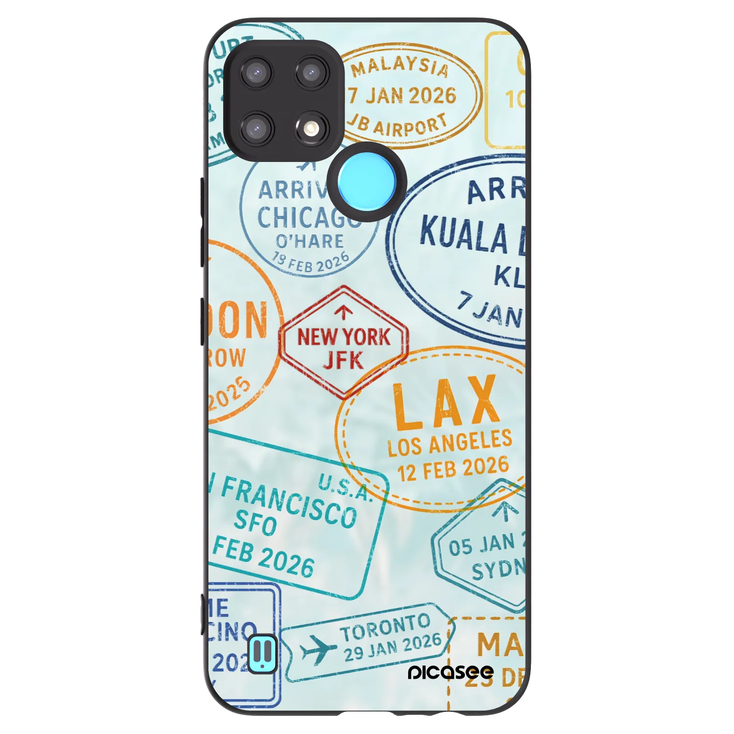 Picasee crna silikonska maskica za Realme C21 - PASSPORT EDITION