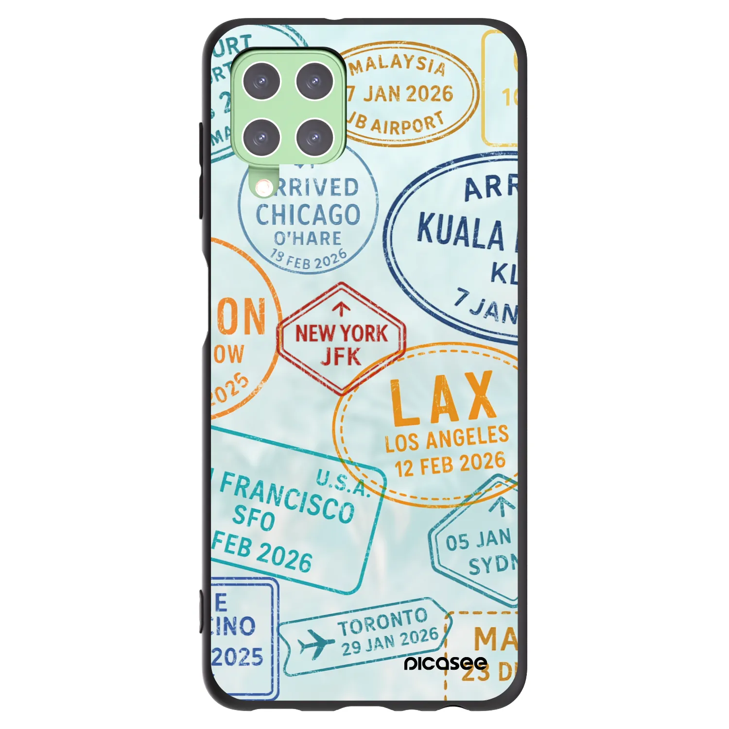 Picasee crna silikonska maskica za Samsung Galaxy A22 A225F 4G - PASSPORT EDITION
