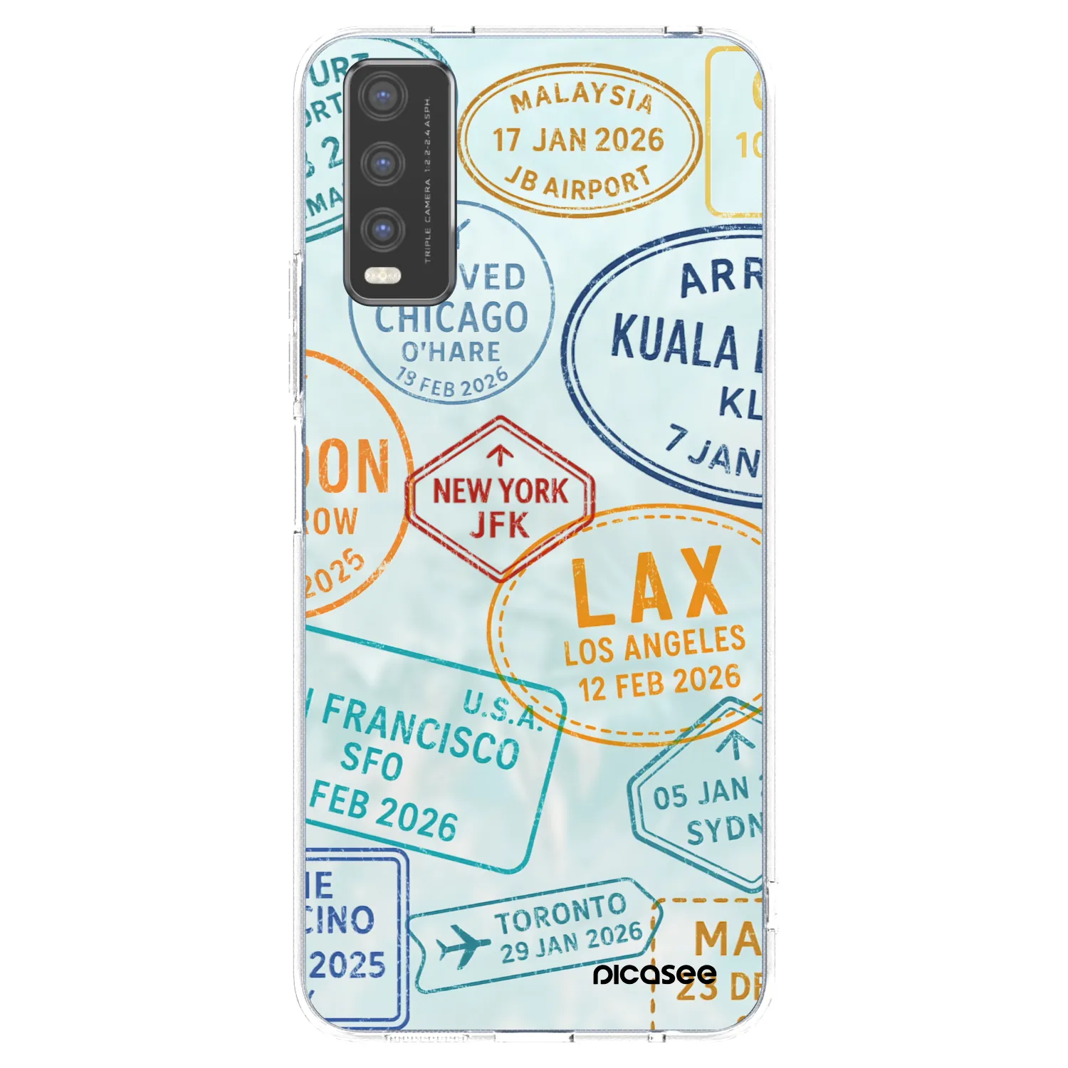 Picasee silikonska prozirna maskica za Vivo Y20s - PASSPORT EDITION
