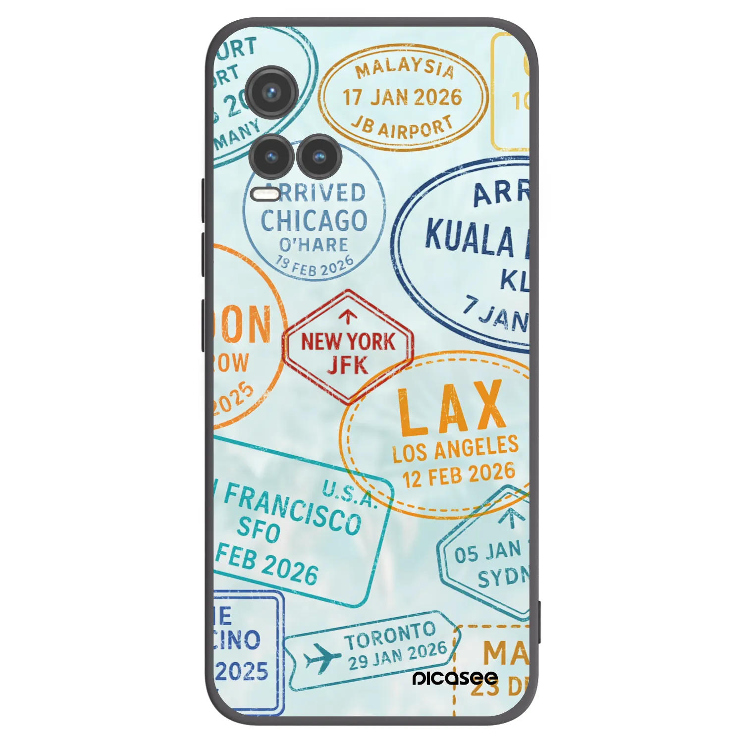 Picasee crna silikonska maskica za Vivo Y33s - PASSPORT EDITION