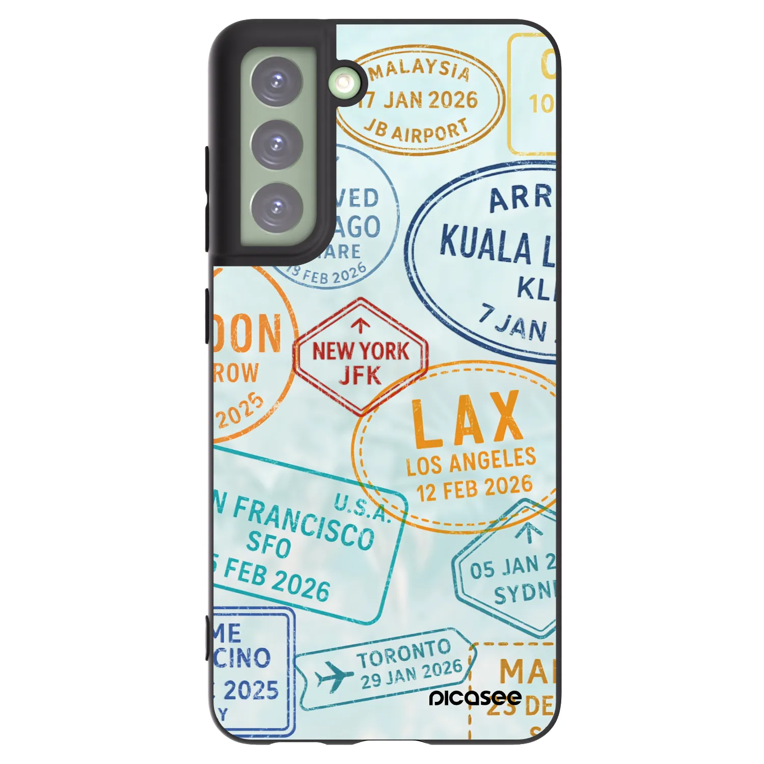 Picasee crna silikonska maskica za Samsung Galaxy S21 FE 5G - PASSPORT EDITION