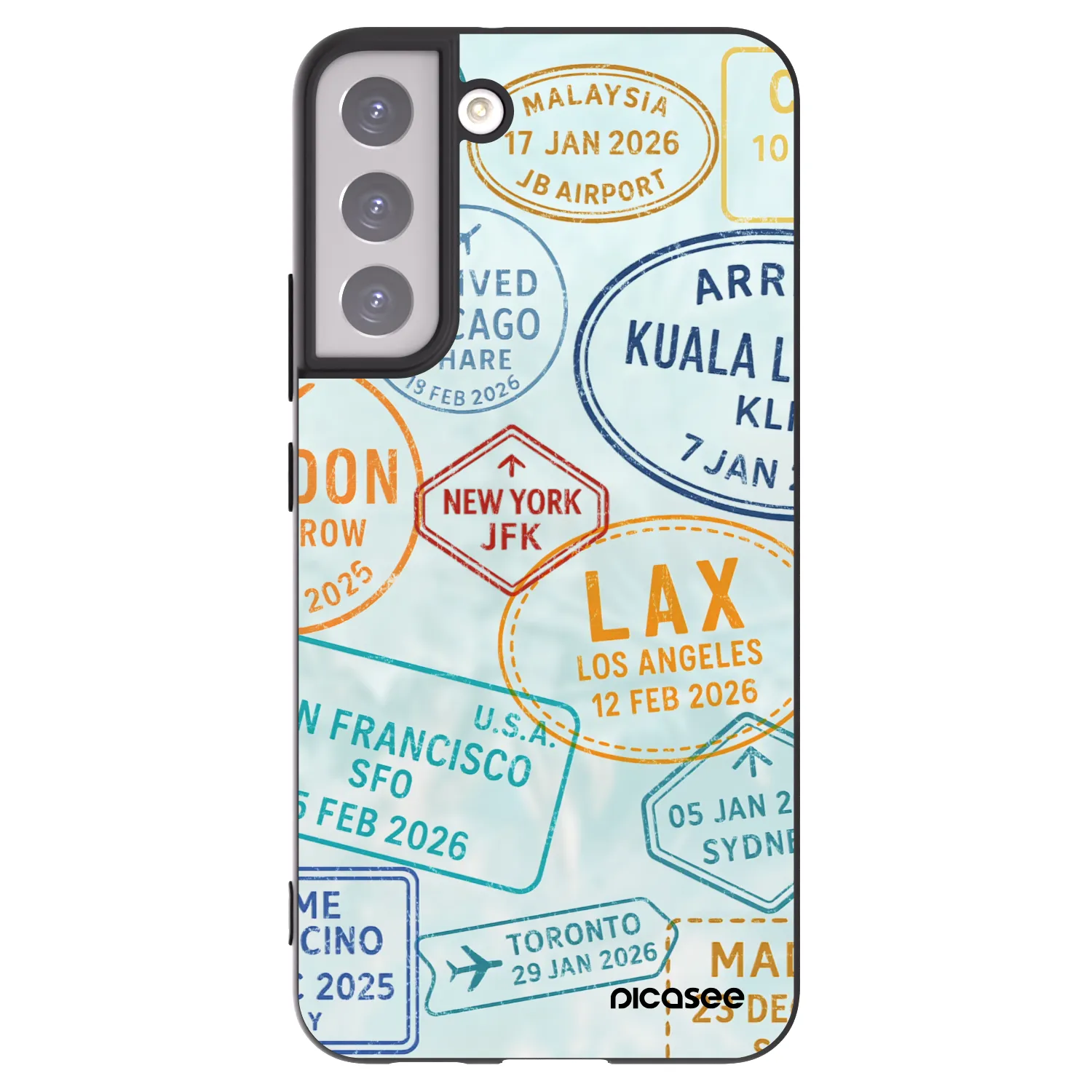 Picasee crna silikonska maskica za Samsung Galaxy S22+ 5G - PASSPORT EDITION