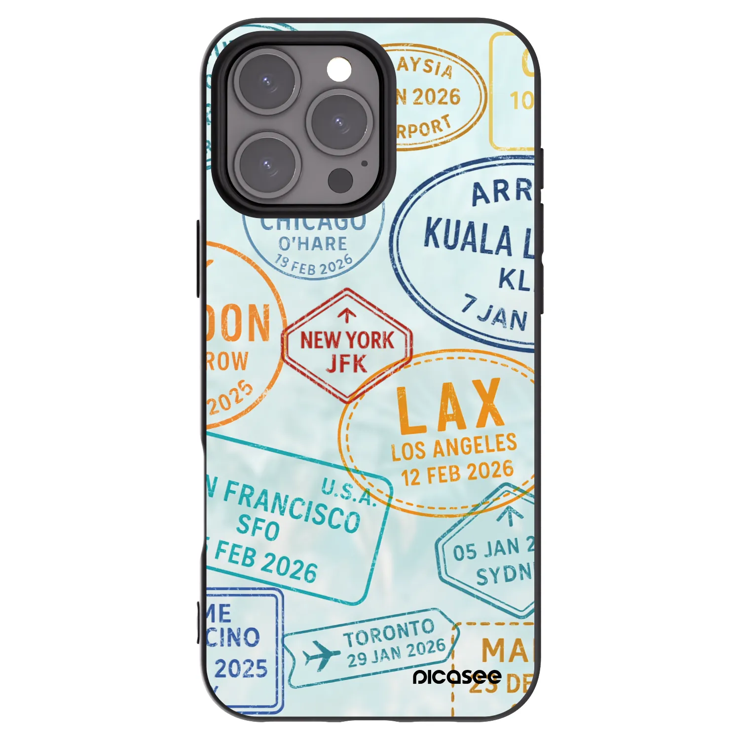 Picasee crna silikonska maskica za Apple iPhone 16 Pro Max - PASSPORT EDITION