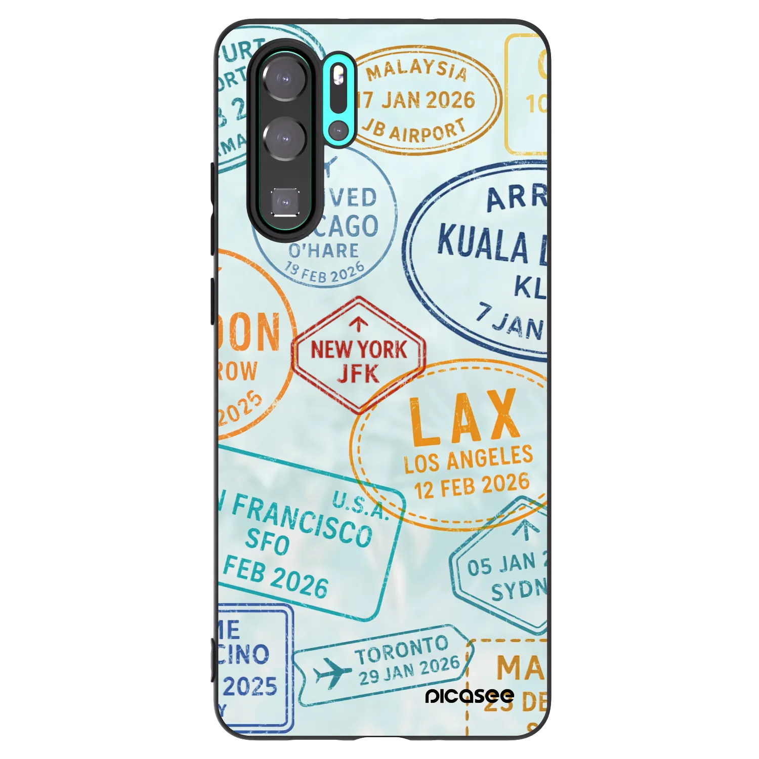 Picasee crna silikonska maskica za Huawei P30 Pro - PASSPORT EDITION