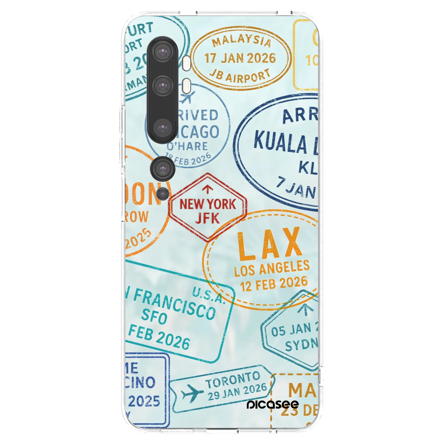 Picasee silikonska prozirna maskica za Xiaomi Mi Note 10 (Pro) - PASSPORT EDITION