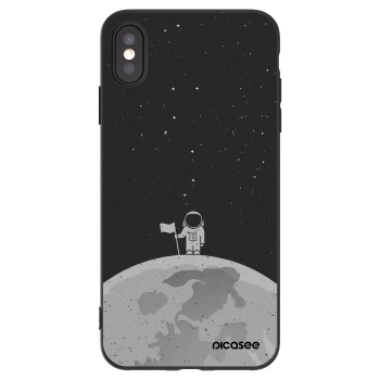 Picasee crna silikonska maskica za Apple iPhone XS Max - Astronaut