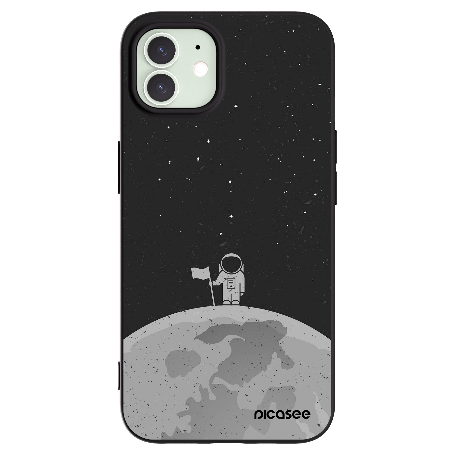 Picasee crna silikonska maskica za Apple iPhone 12 - Astronaut