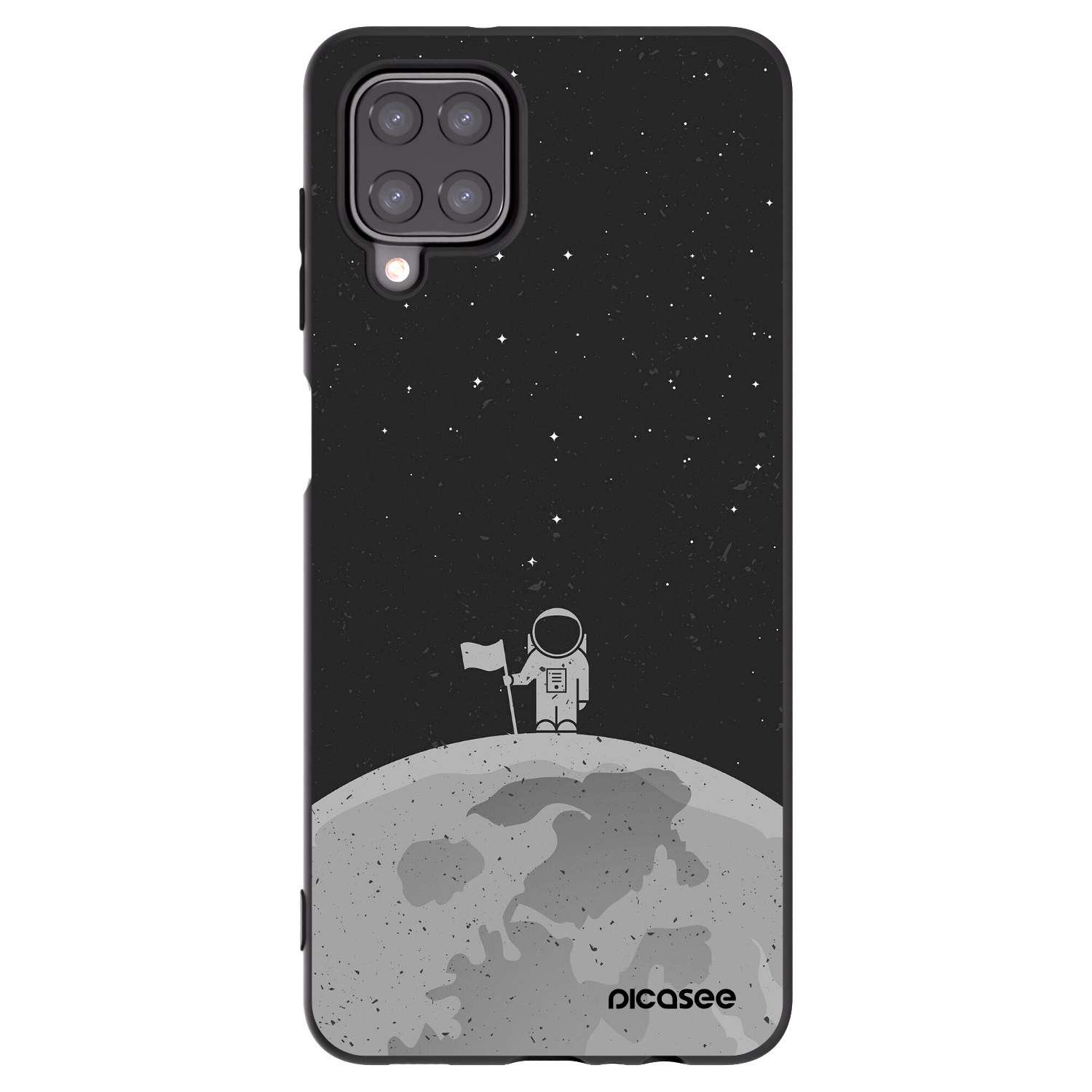 Picasee crna silikonska maskica za Samsung Galaxy A12 A125F - Astronaut