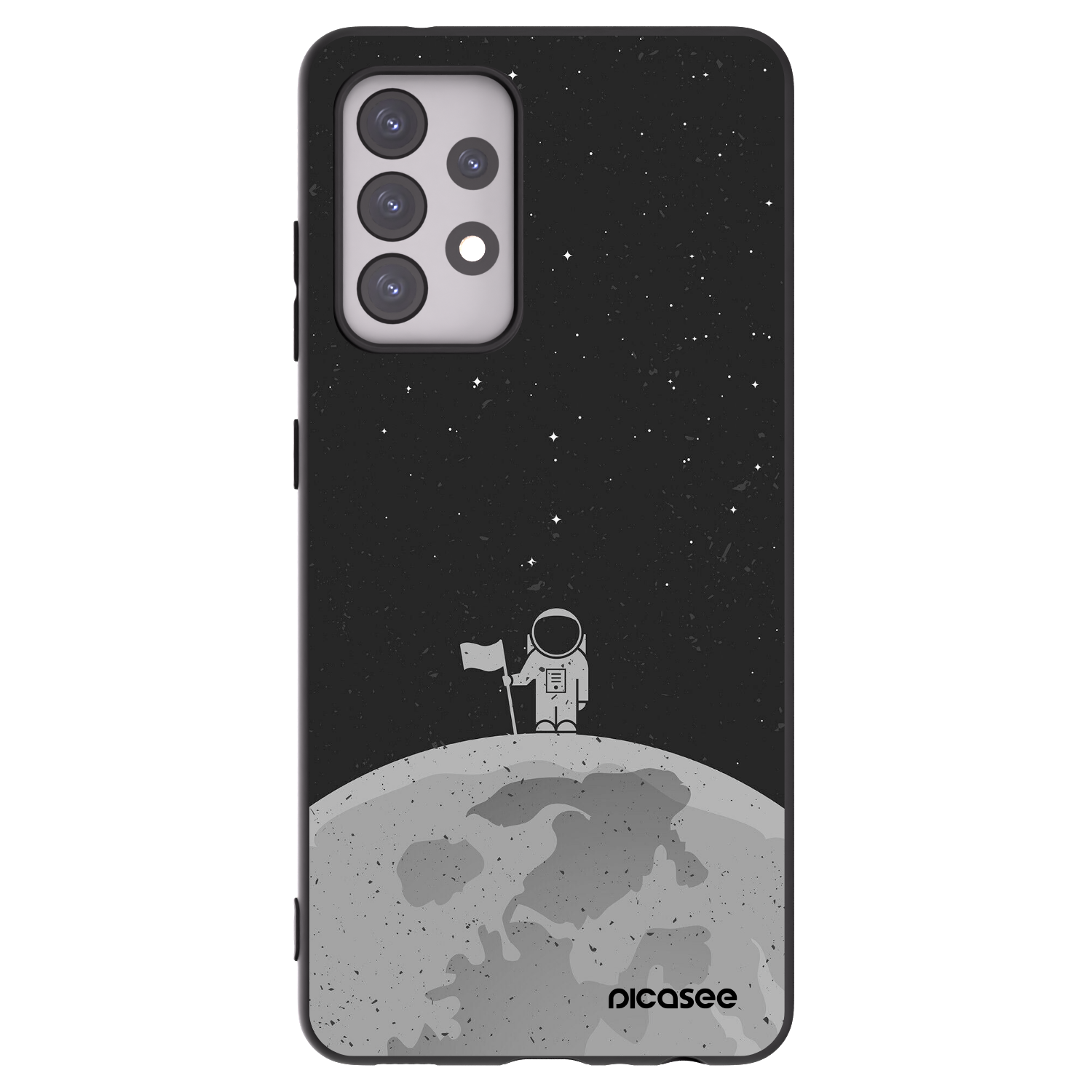Picasee crna silikonska maskica za Samsung Galaxy A52 5G A525F - Astronaut
