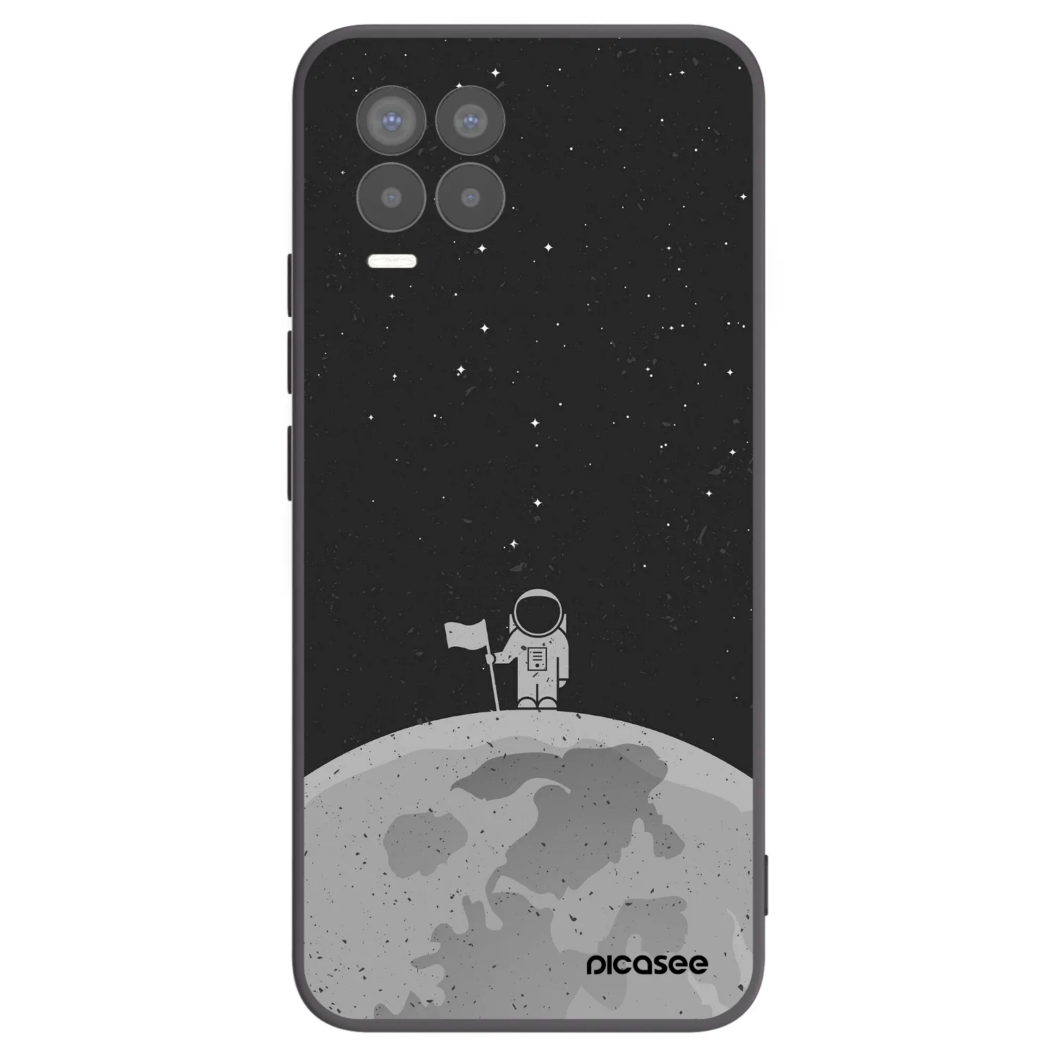 Picasee crna silikonska maskica za Realme 8 Pro - Astronaut